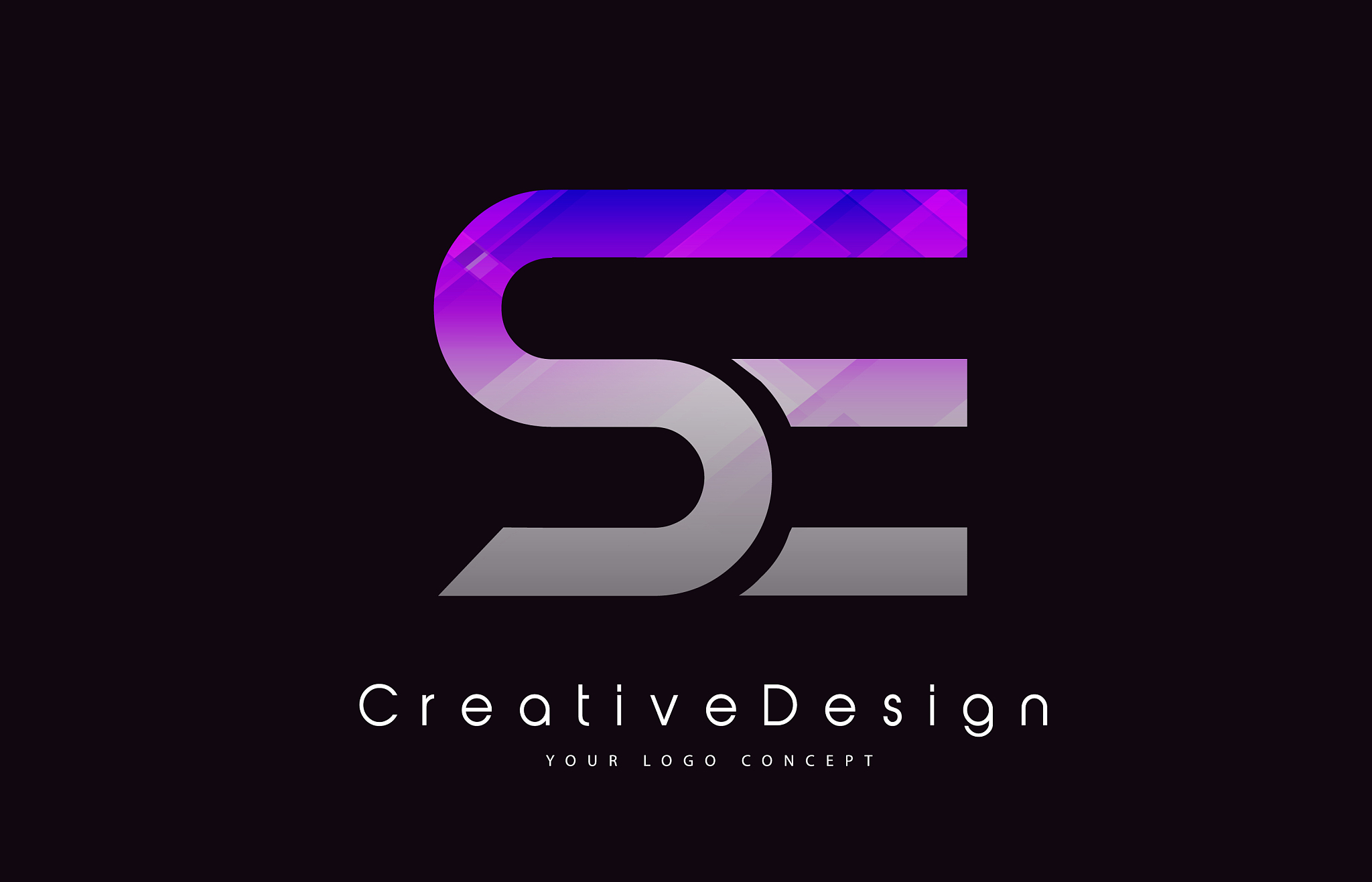 se letter logo design purple texture creative