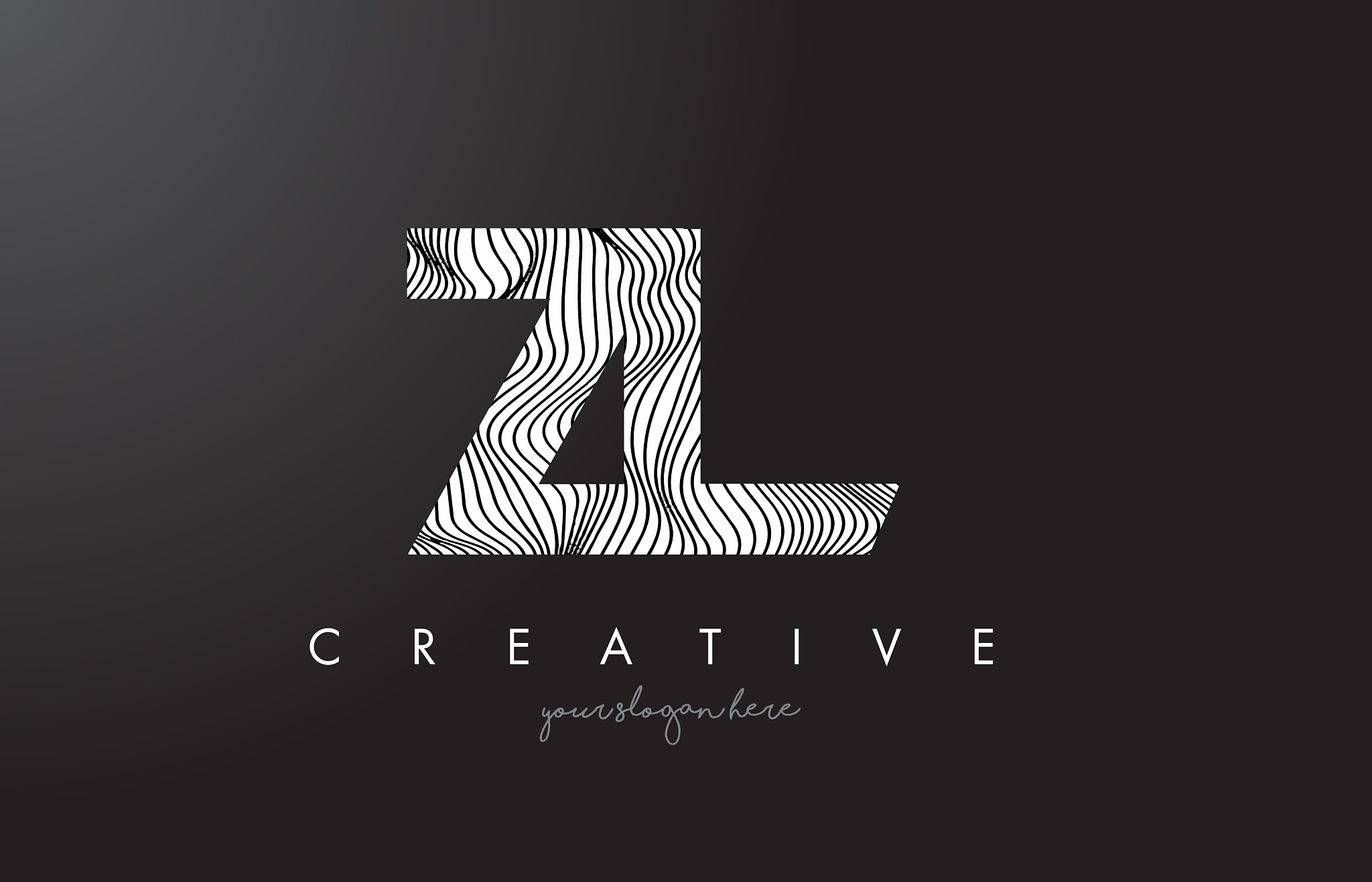 zl z l letter logo with zebra lines texture