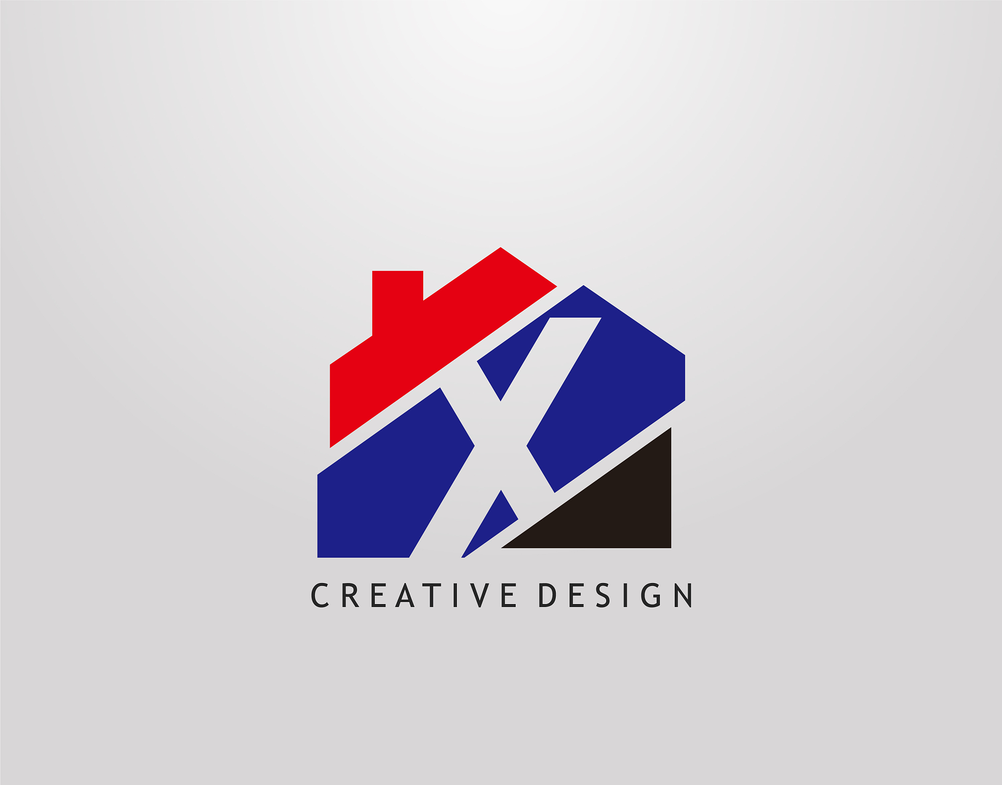 x letter logo house strip shape with negative