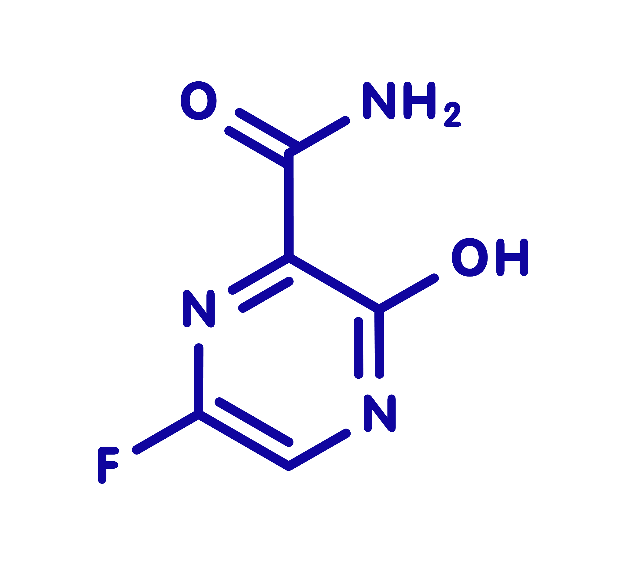 favipiravir antiviral drug molecule, illustration