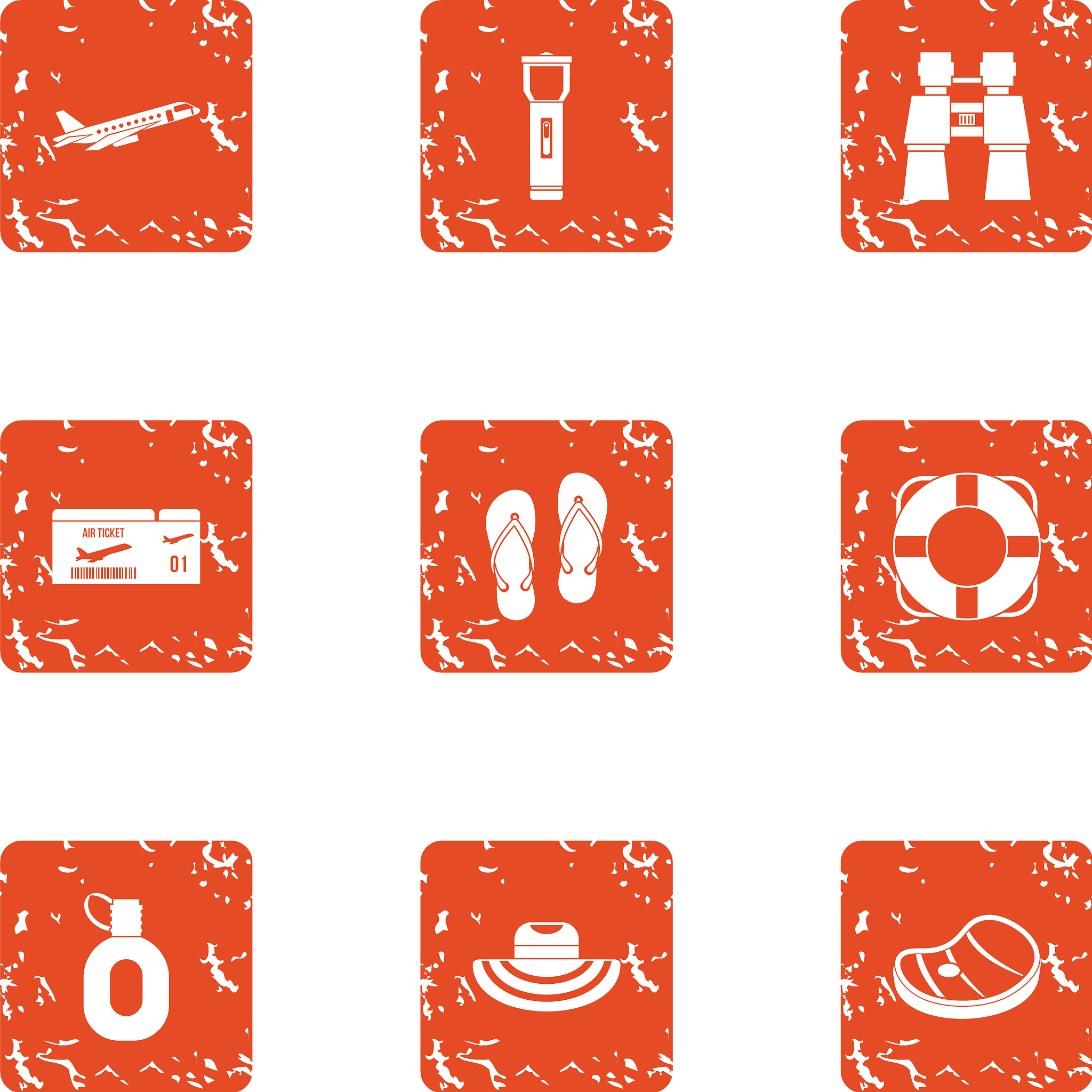 cuisine icons set grunge style