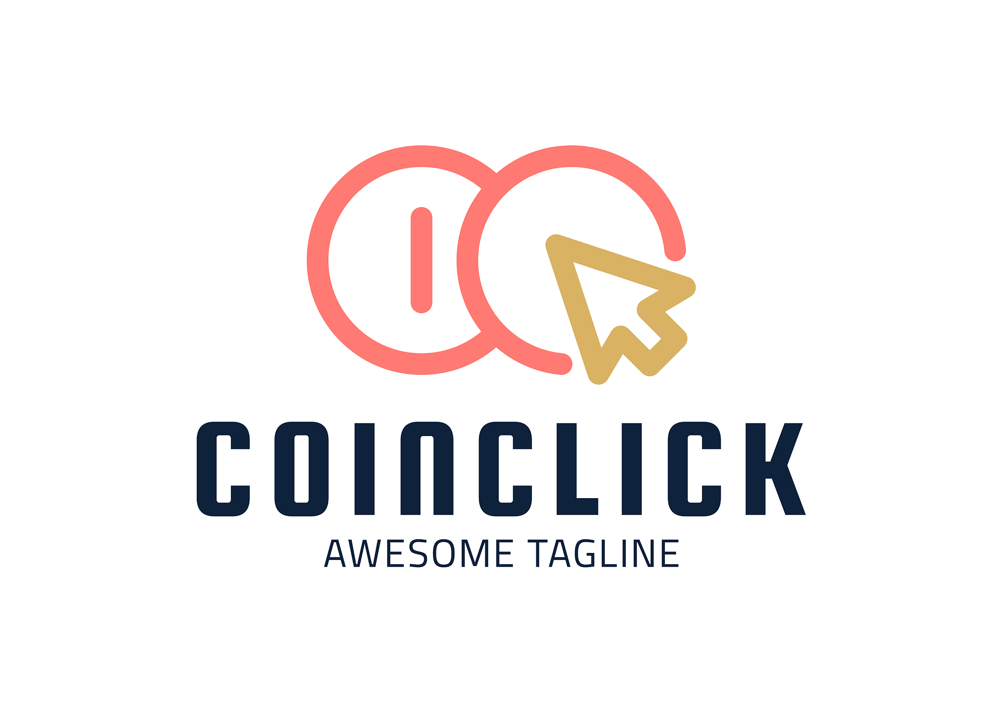 computer mouse and two coins logo click on money