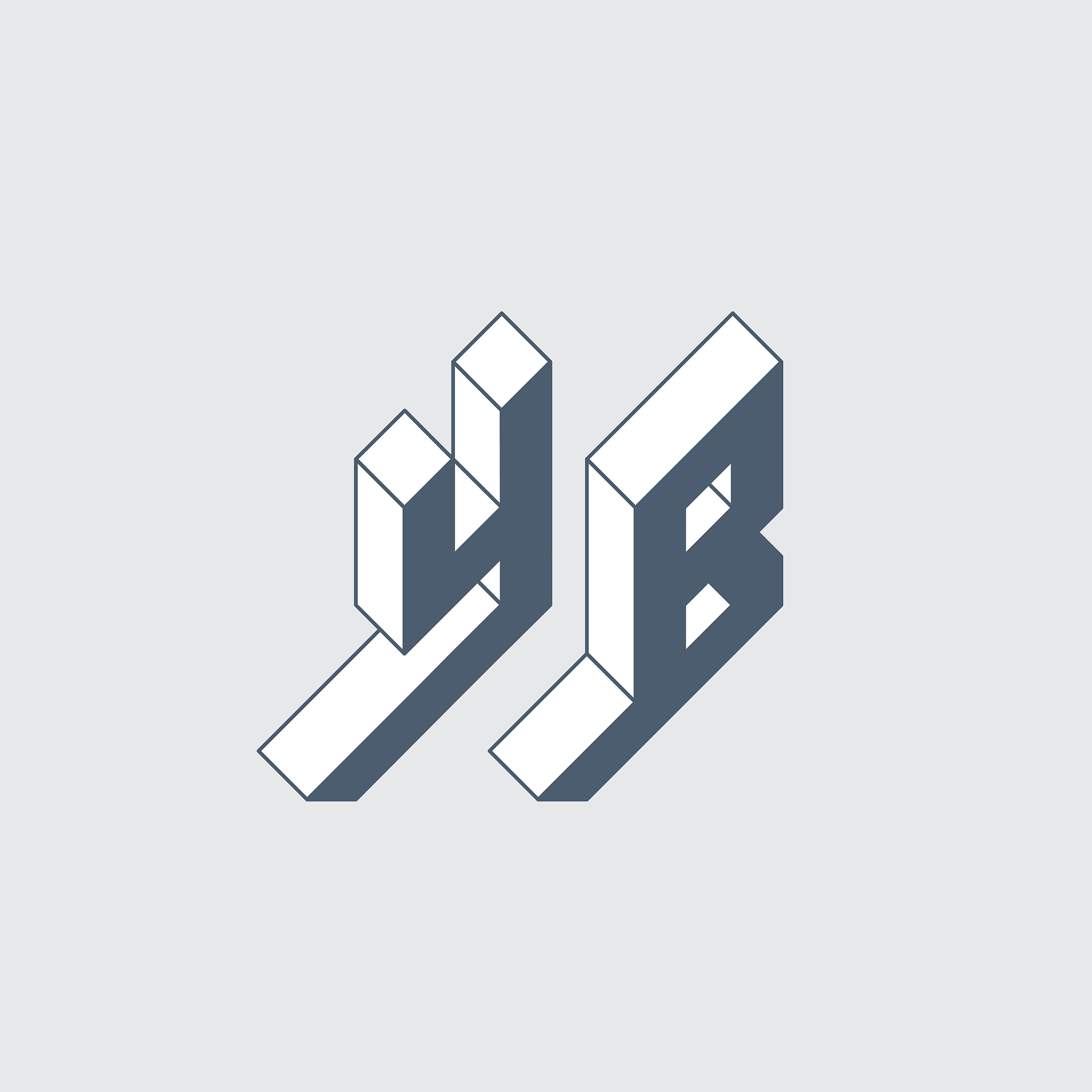 yb - monogram or logotype. volume alphabet. three-dimension lett