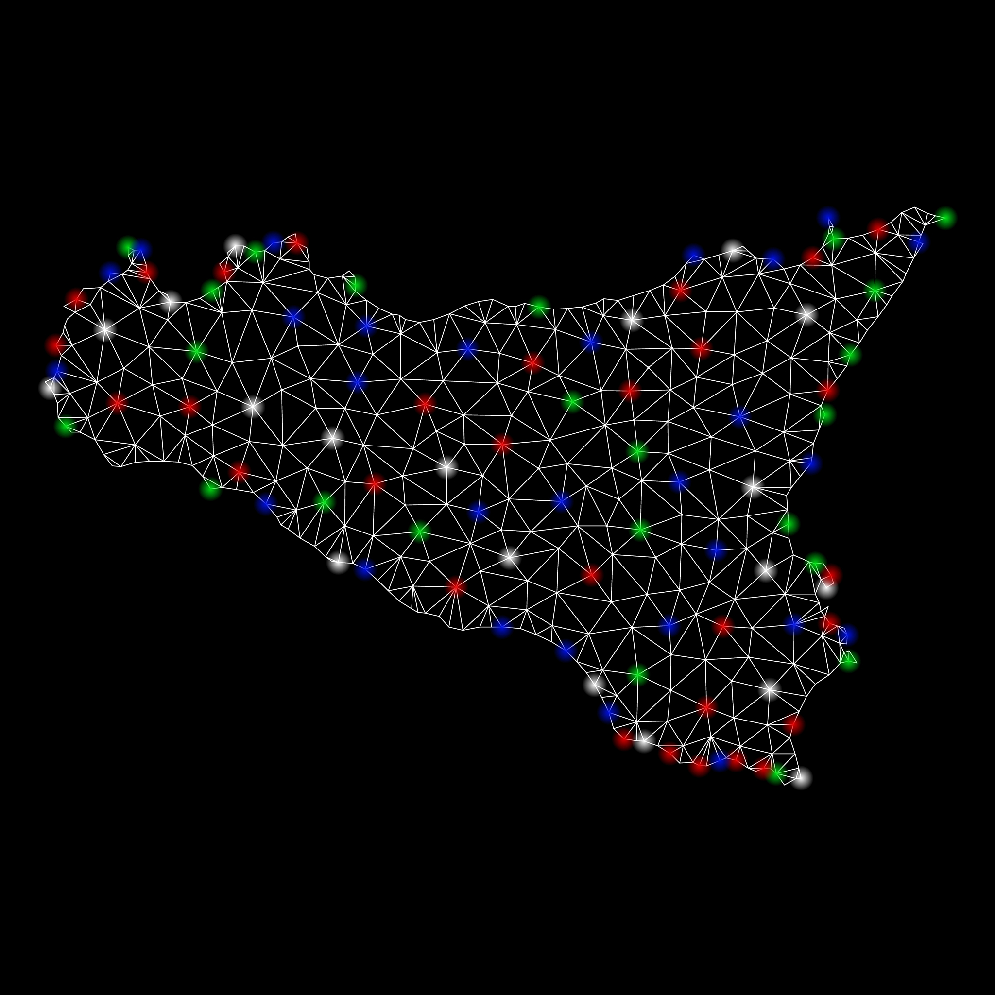 bright mesh carcass sicilia map with light spots