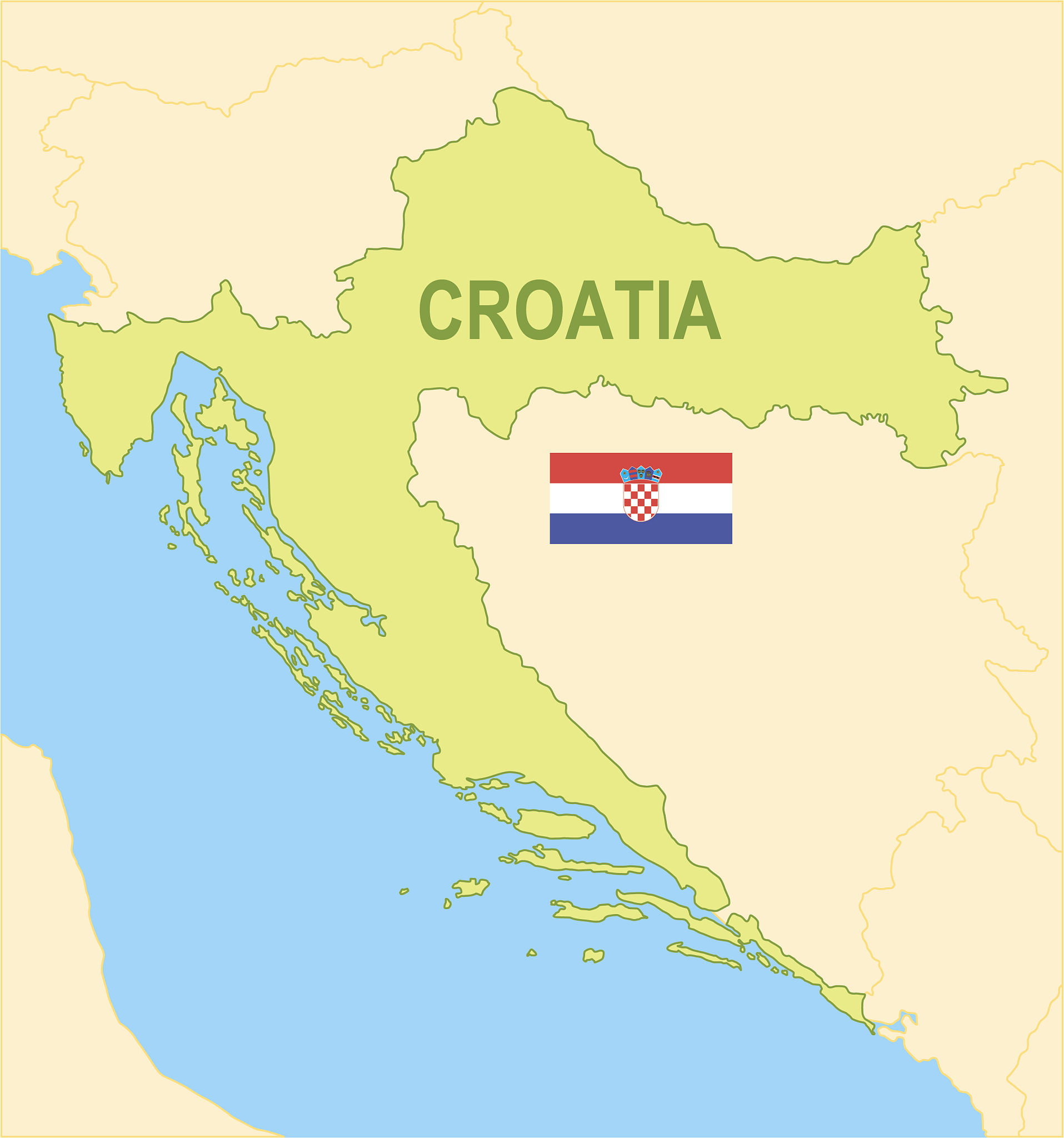 flat map of croatia with flag