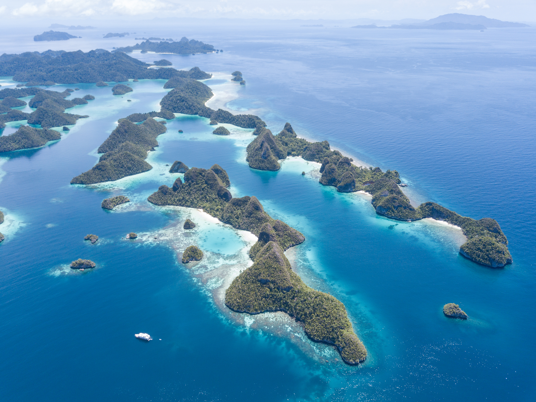 aerial of islands of wayag, raja ampat