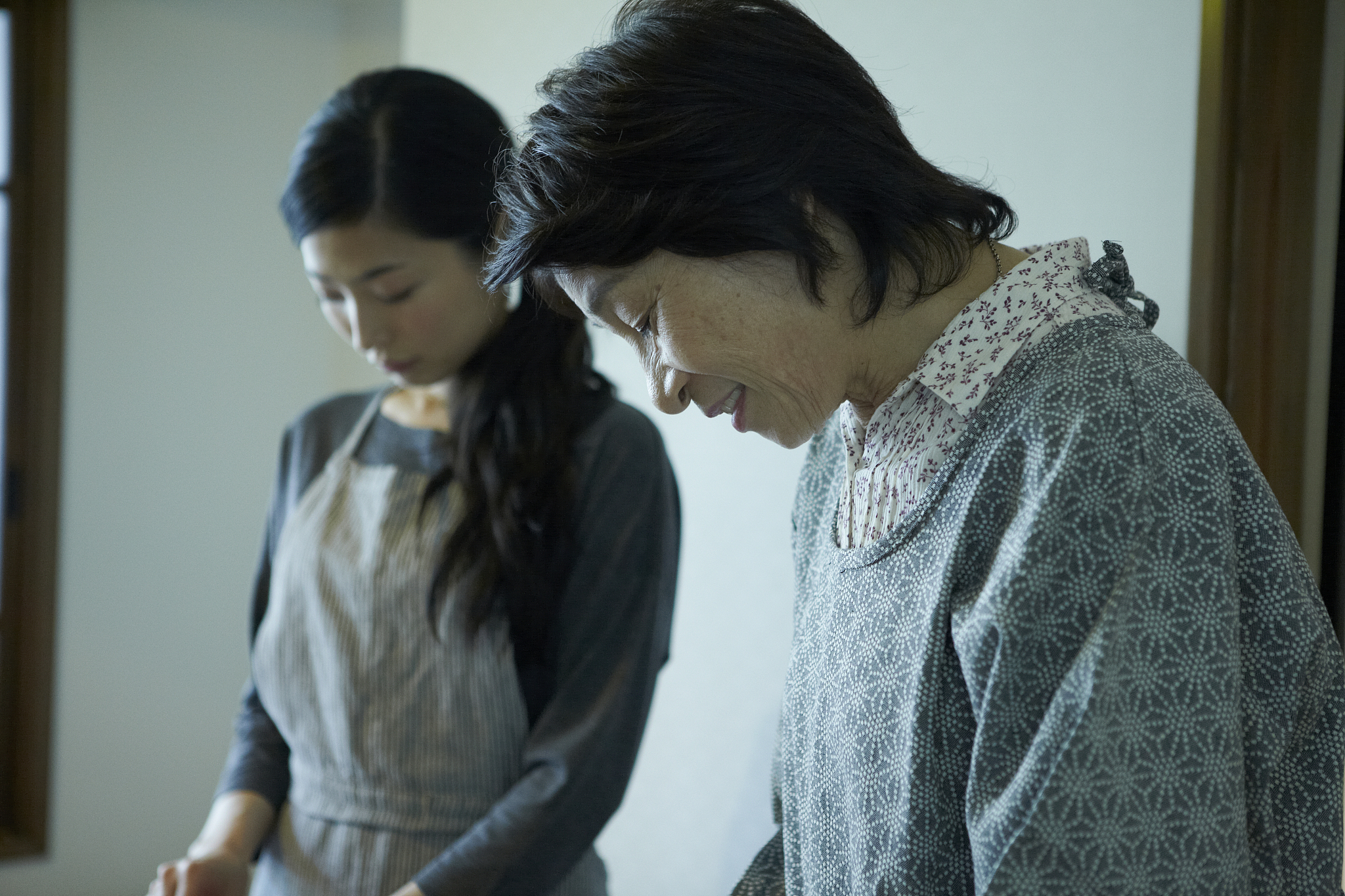 改写后面介绍：该片讲述了85岁高龄的林女士金英玉饰夹在扮演着孝子的儿子金永敏饰和如家人般的疗养护工朴成妍饰之间的故事。聚焦像外人的家人和像家人的外人讨论了是因为家人而一起生活还是因为一起生活而是家人的现实问题。