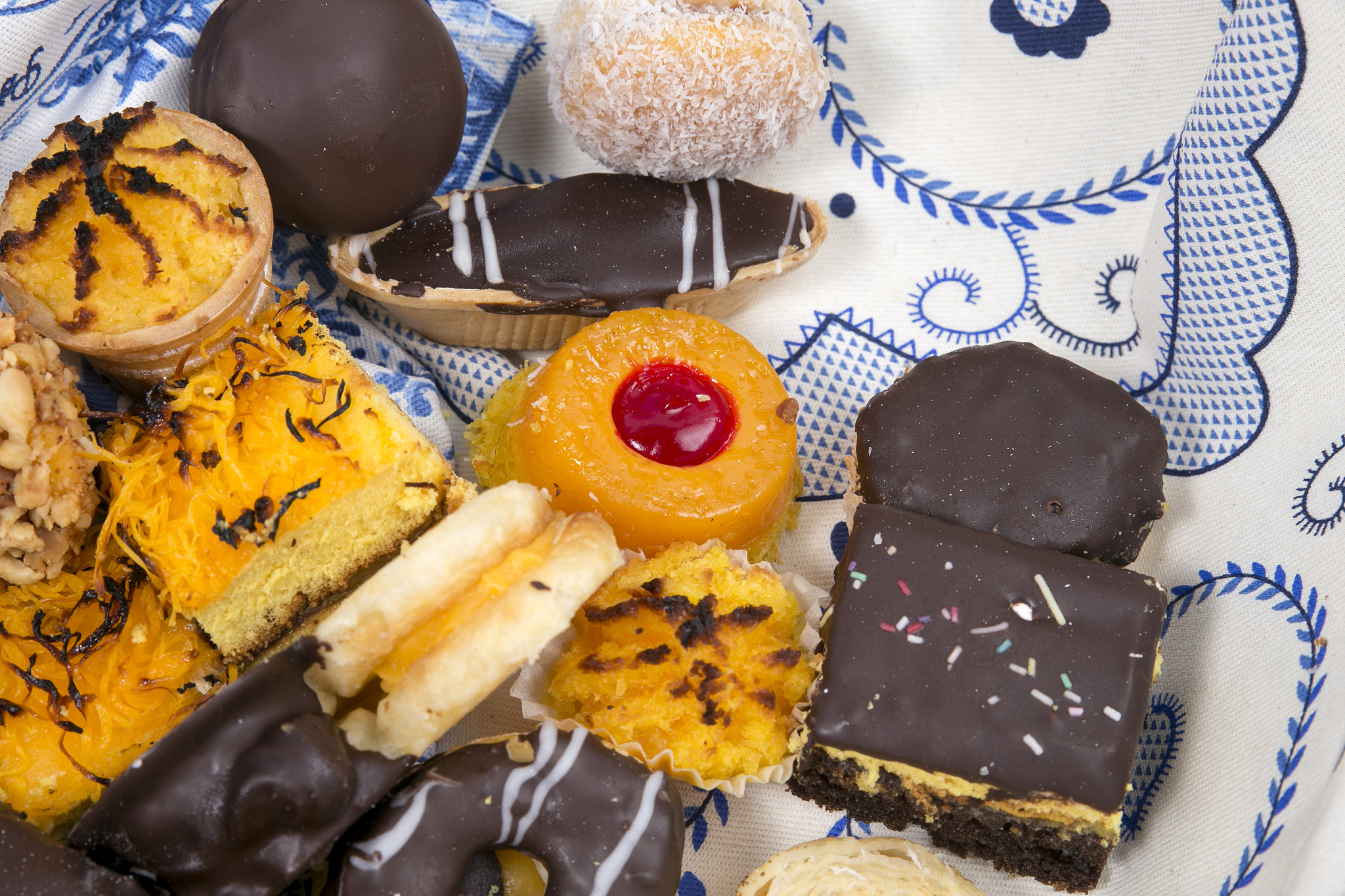 sliced traditional portuguese christmas cake, made with candied 