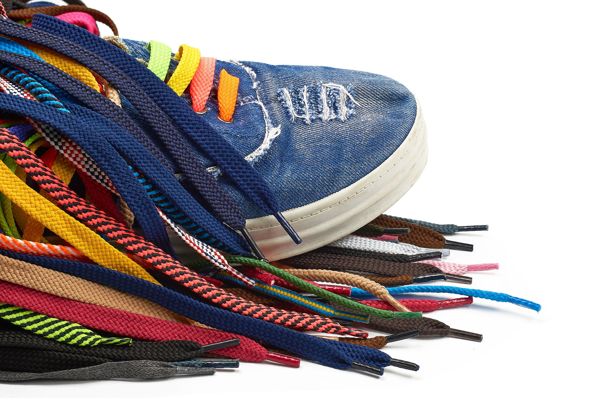 multi-colored shoe laces