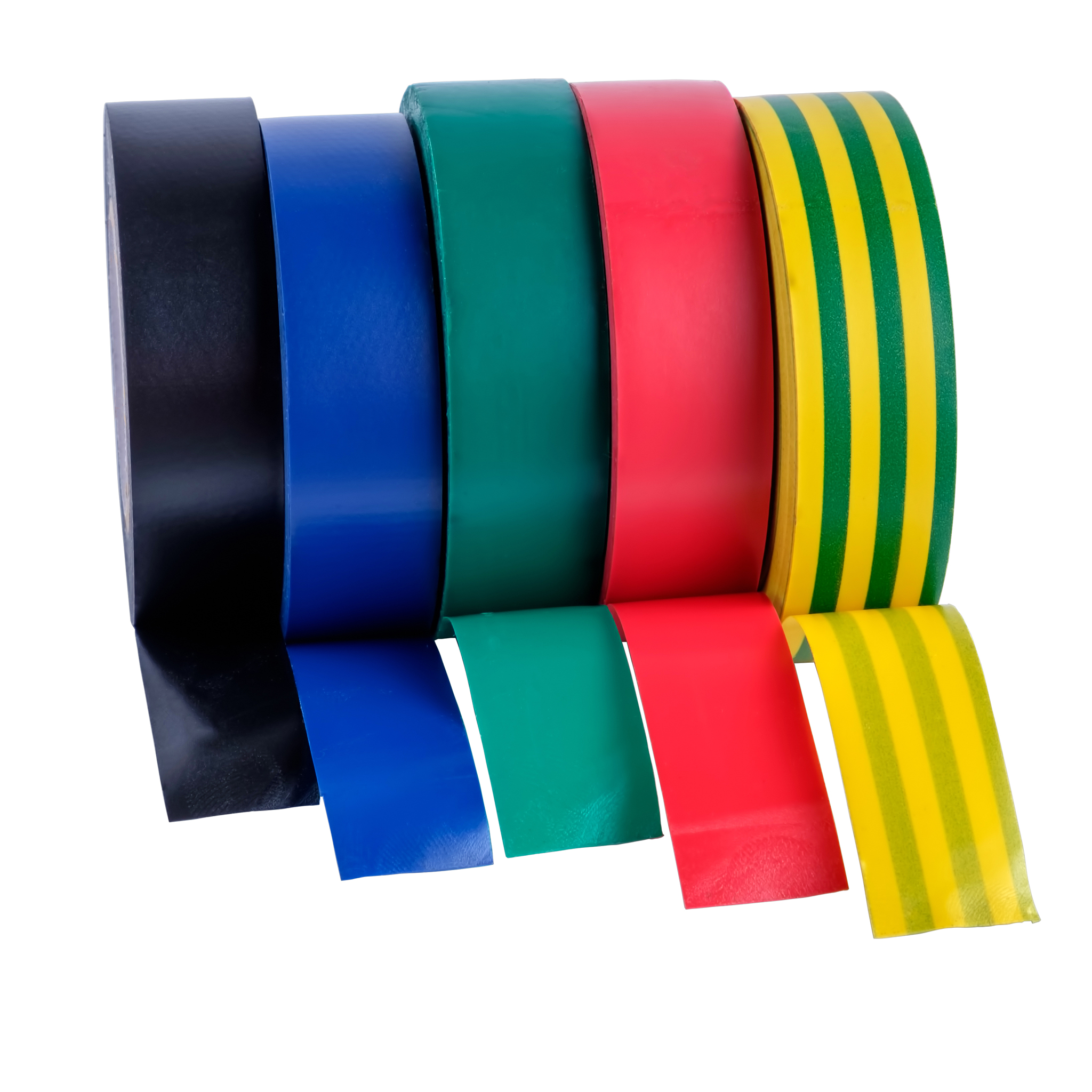 multicolored insulating tapes roll isolated on white