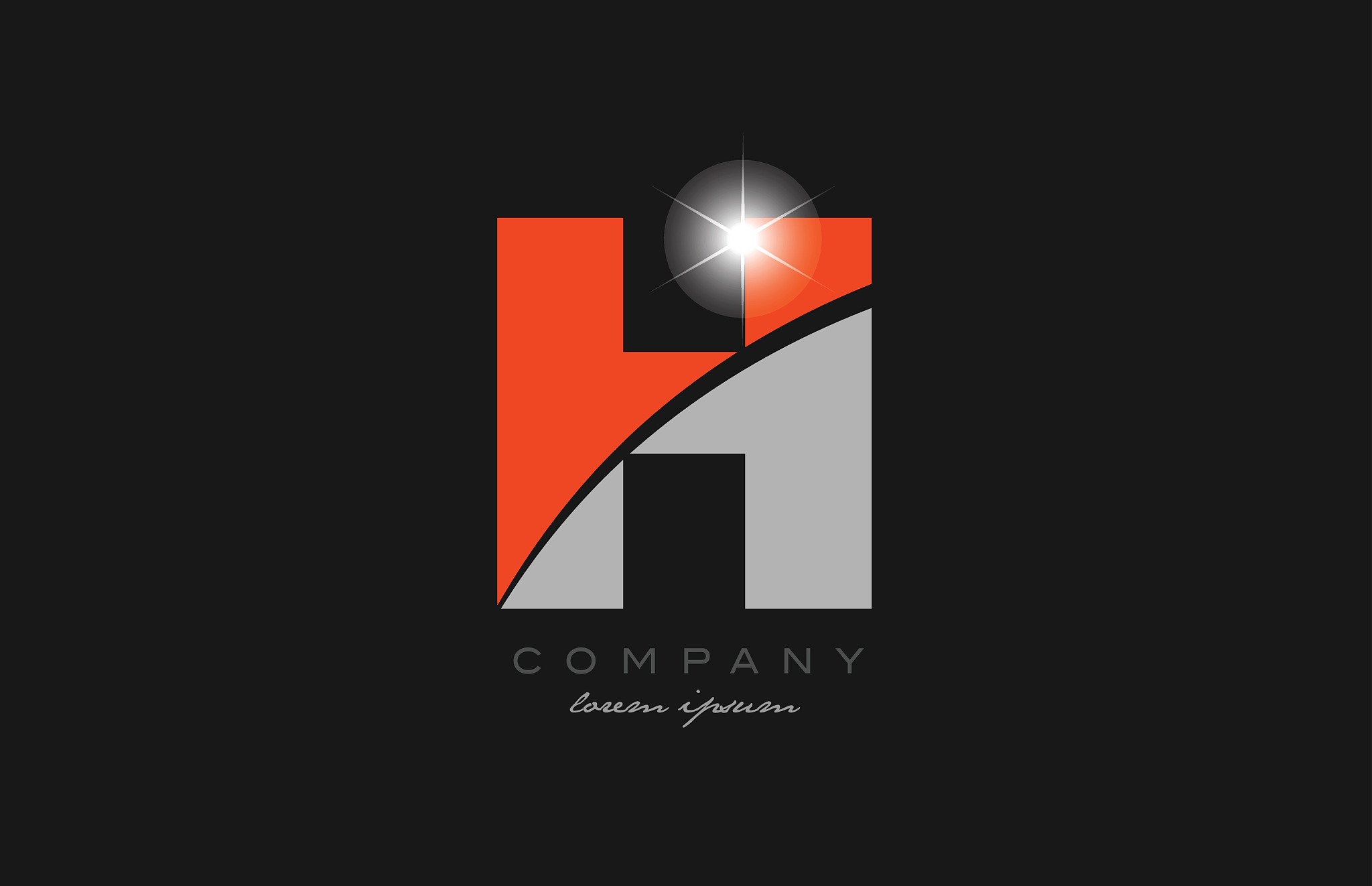 letter h in grey orange color alphabet for logo icon design