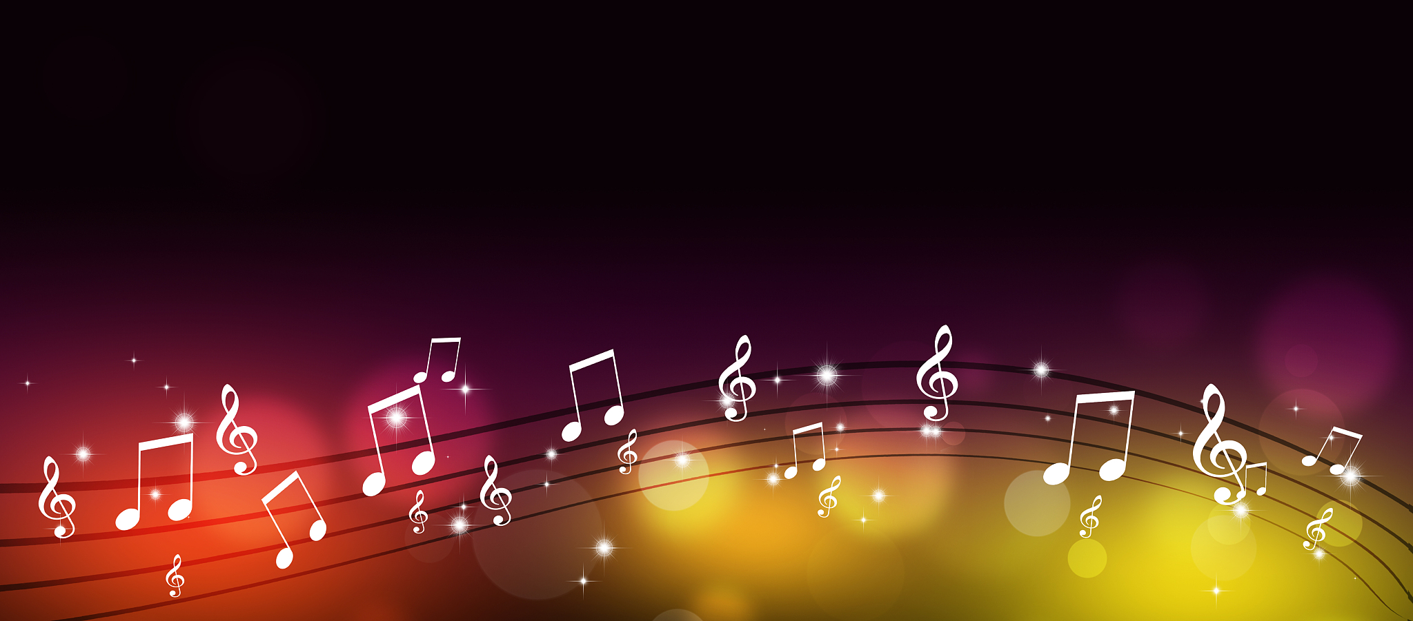 music note multicolor banner