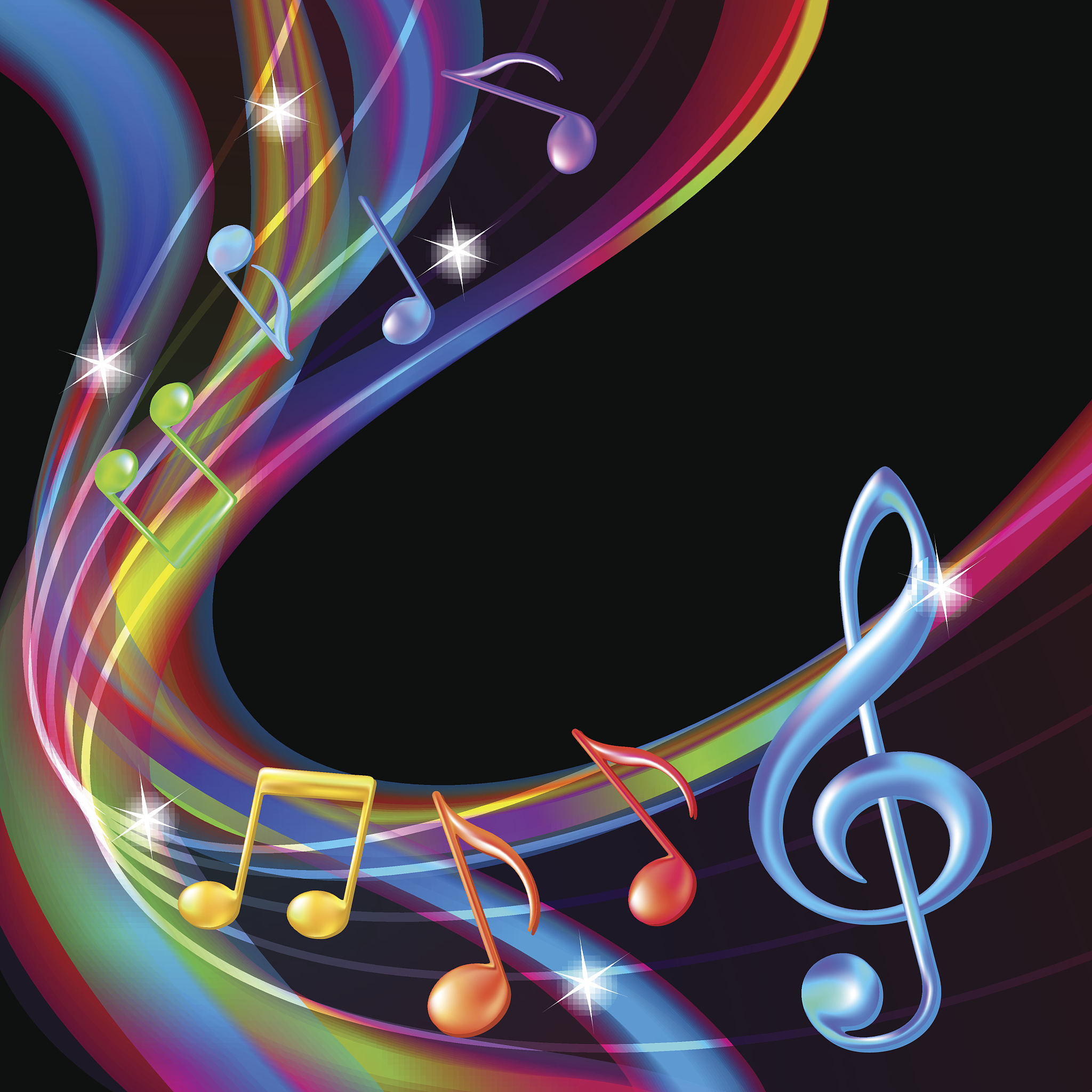 colorful abstract notes music background.