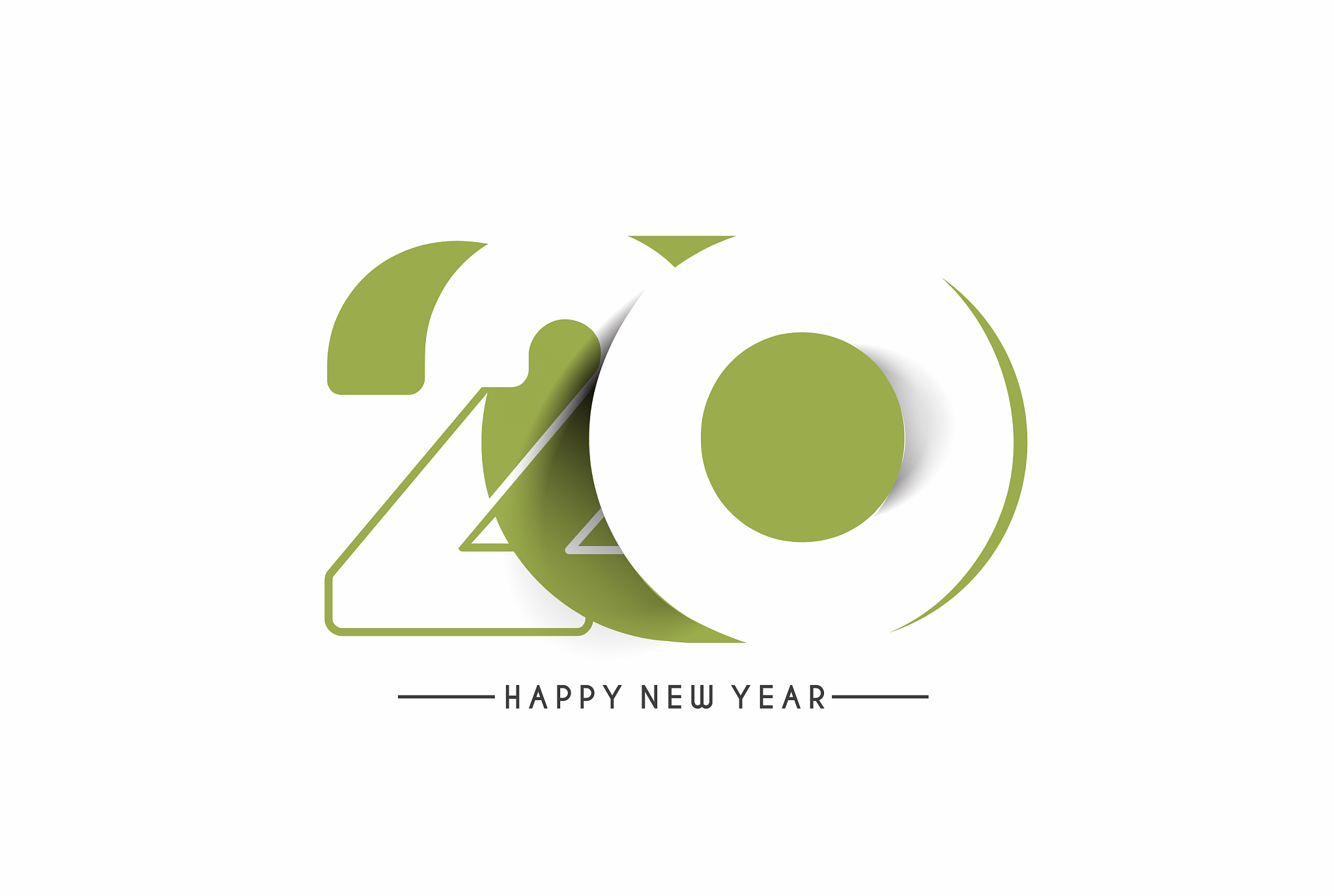 happy new year 2020 text typography design patter