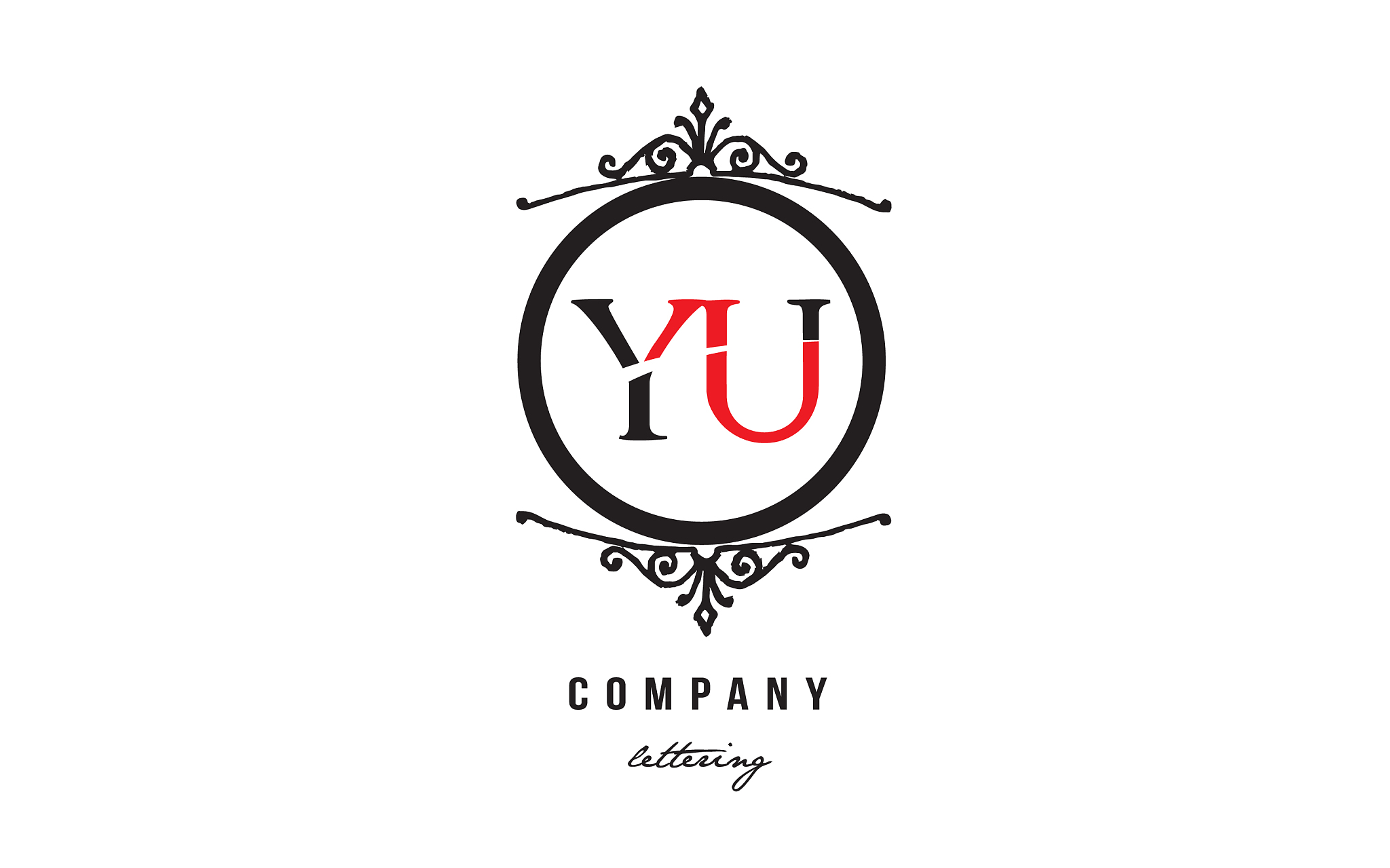 yu y u red white black decorative monogram