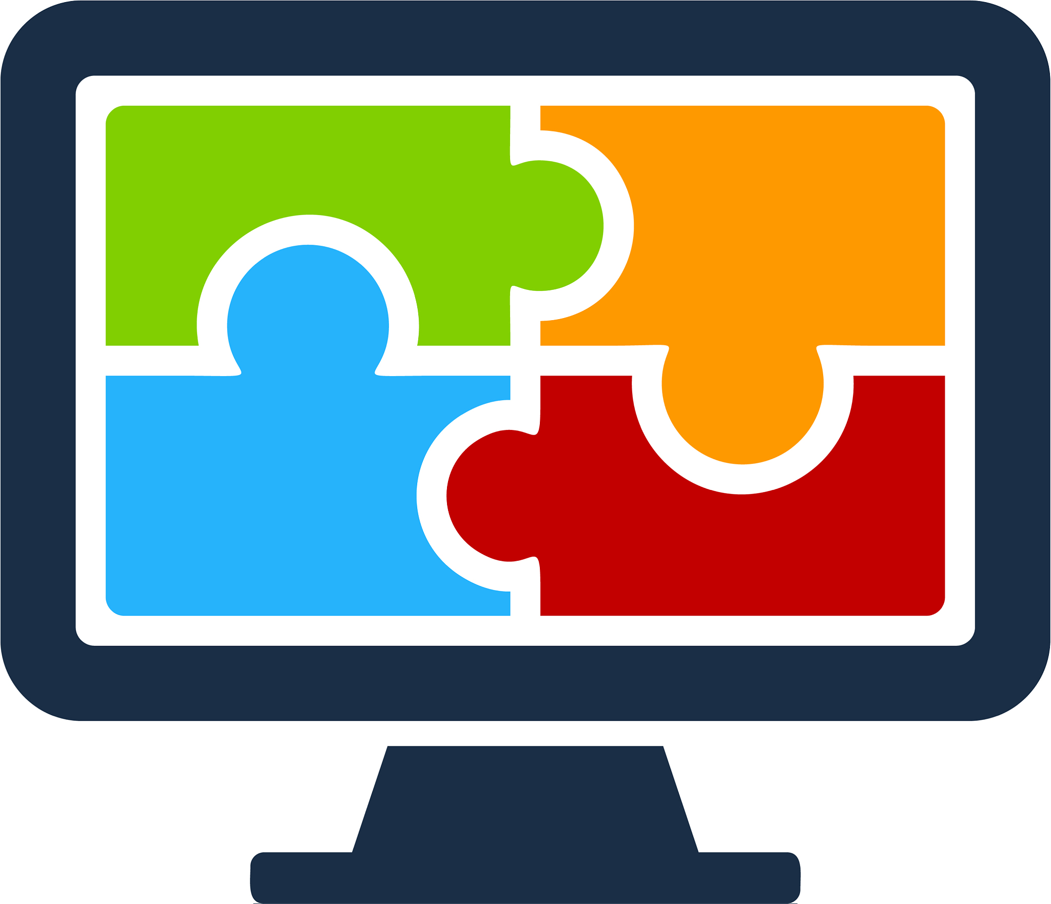 puzzle computer logo icon design