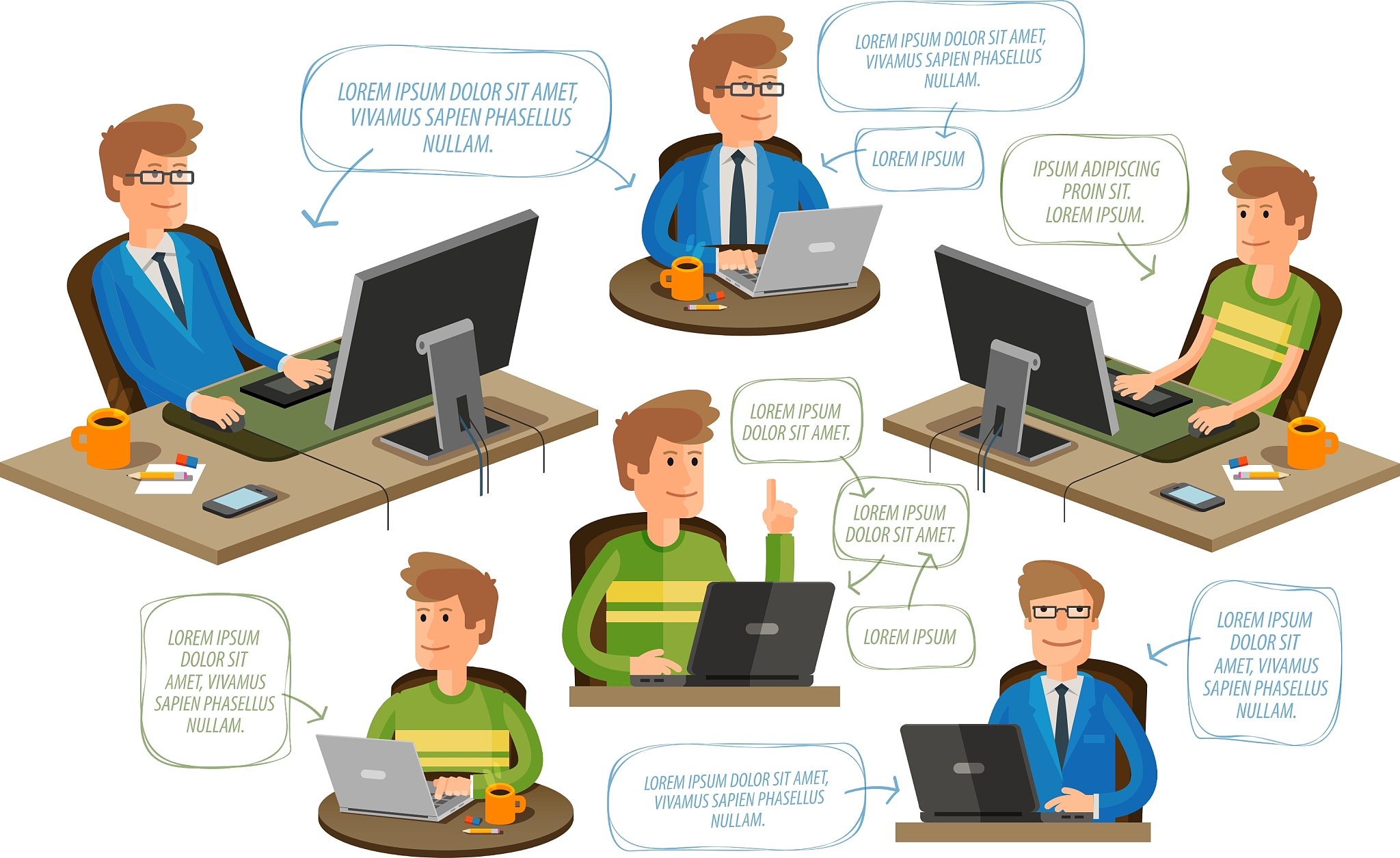 business office education icons set