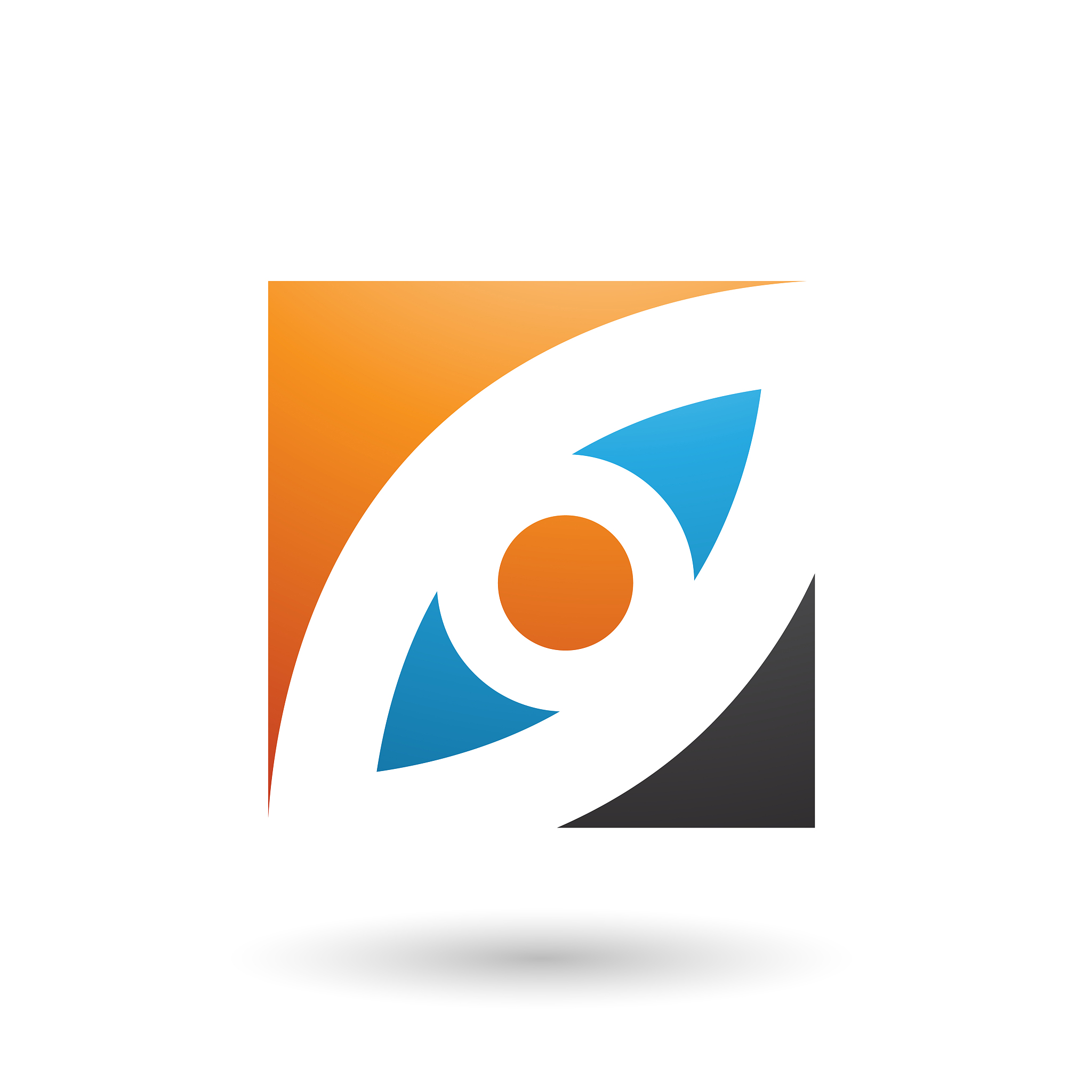 orange blue and black eye shaped square vector illustration