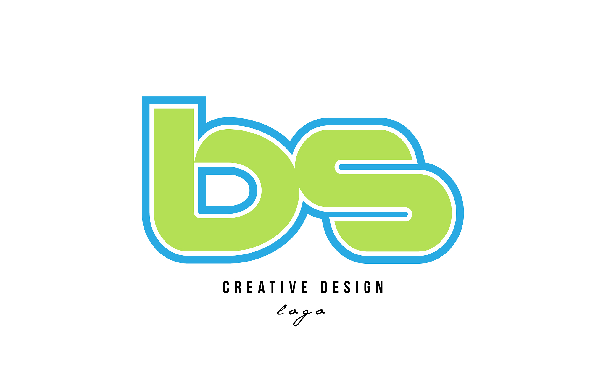 blue green alphabet letter bs b s logo icon design