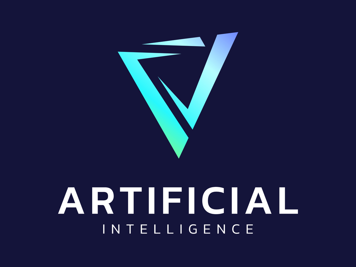 人工智能(ai)徽标矢量插画设计概念,配有三角形技术