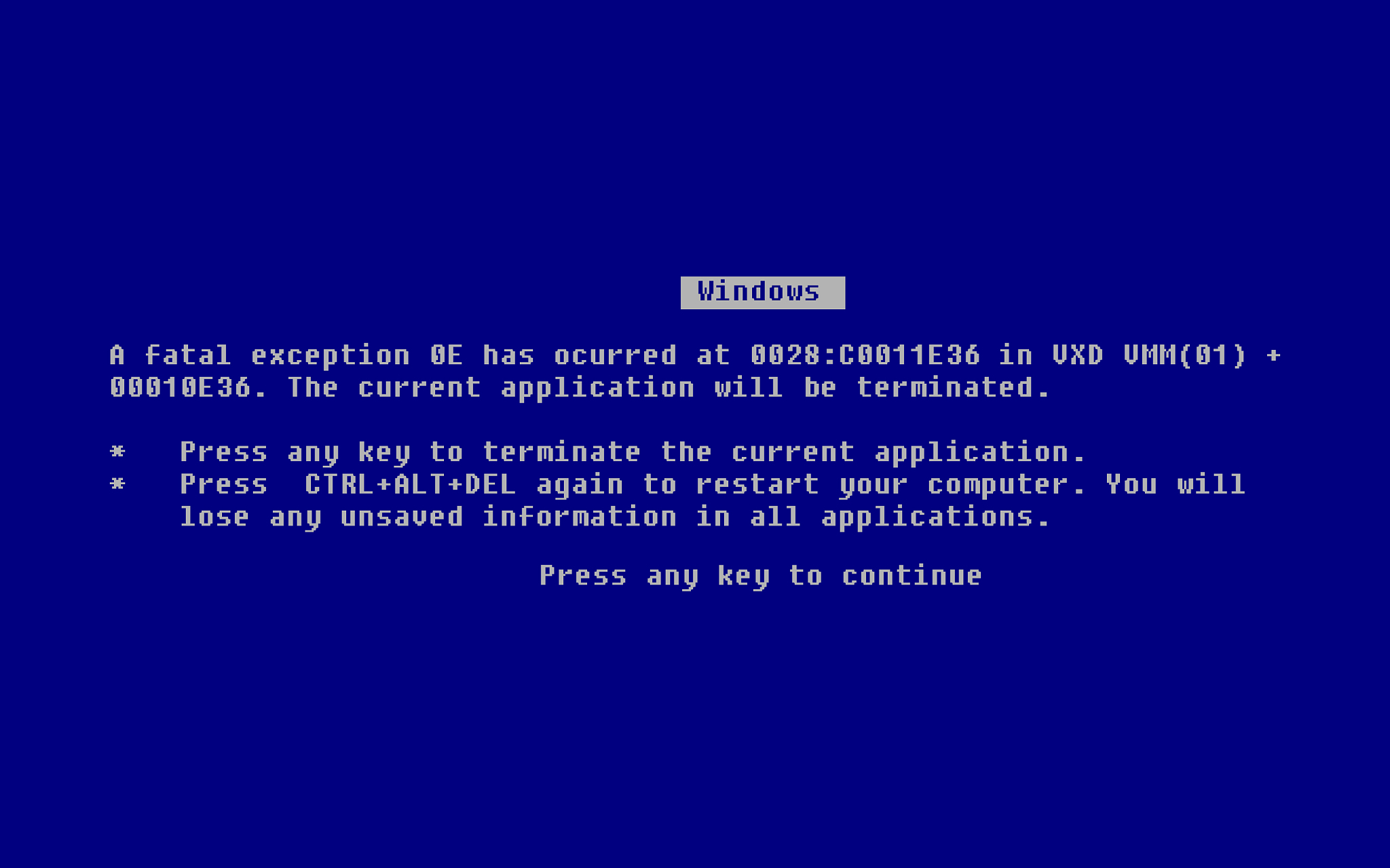 blue screen of death