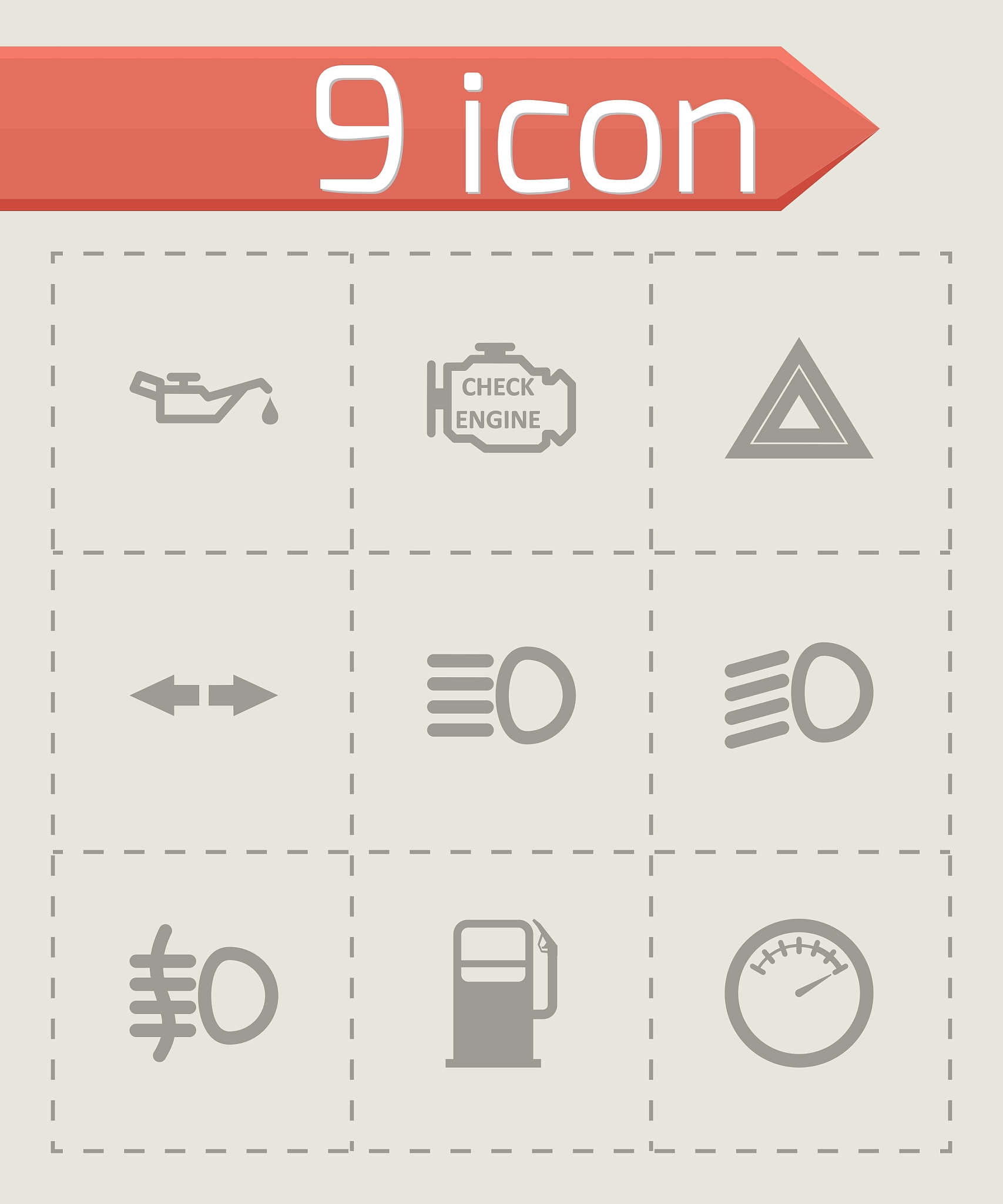 black car dashboard icon set