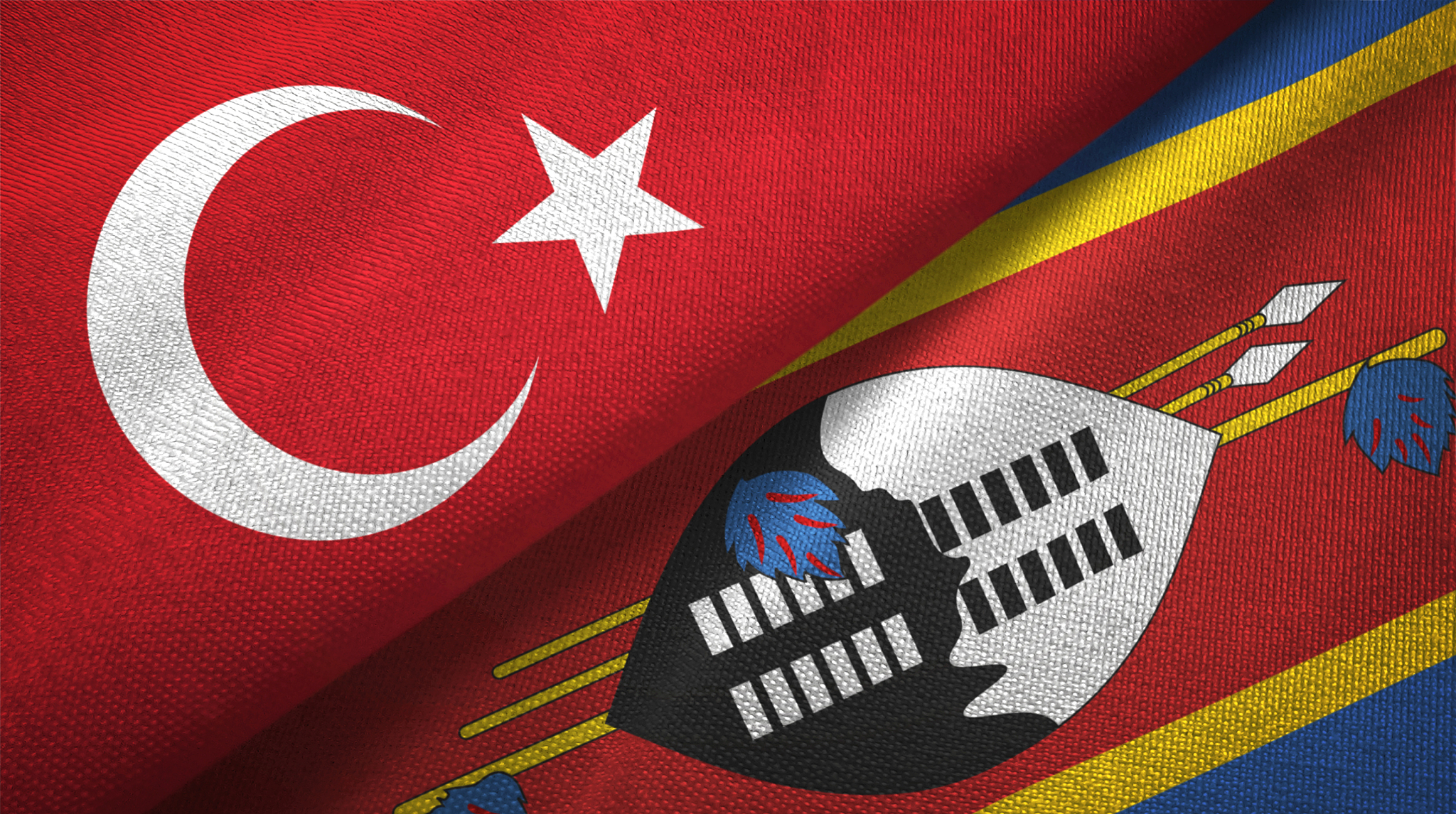 eswatini swaziland and turkey two flags together textile cloth, 