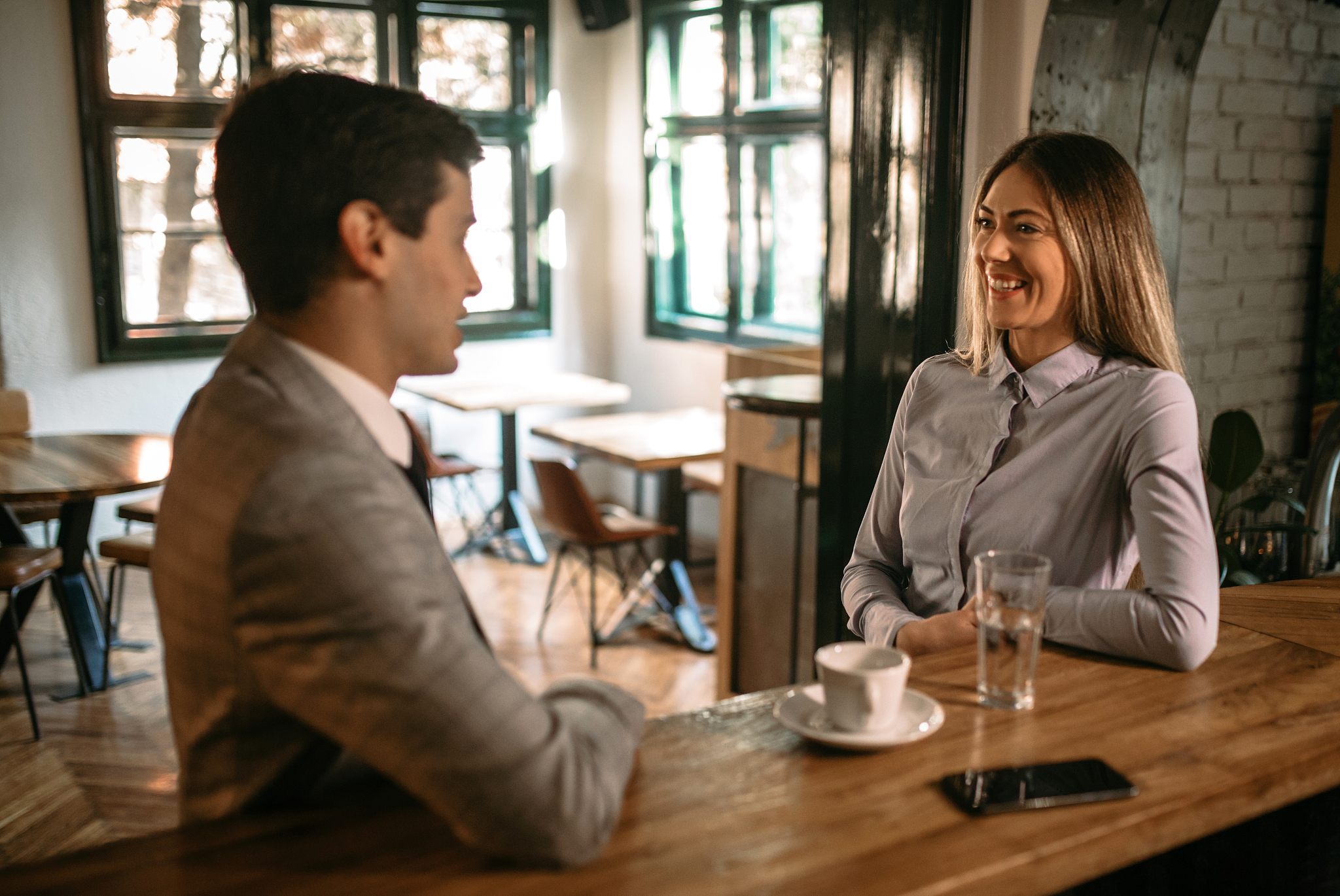 colleagues having a coffee after work