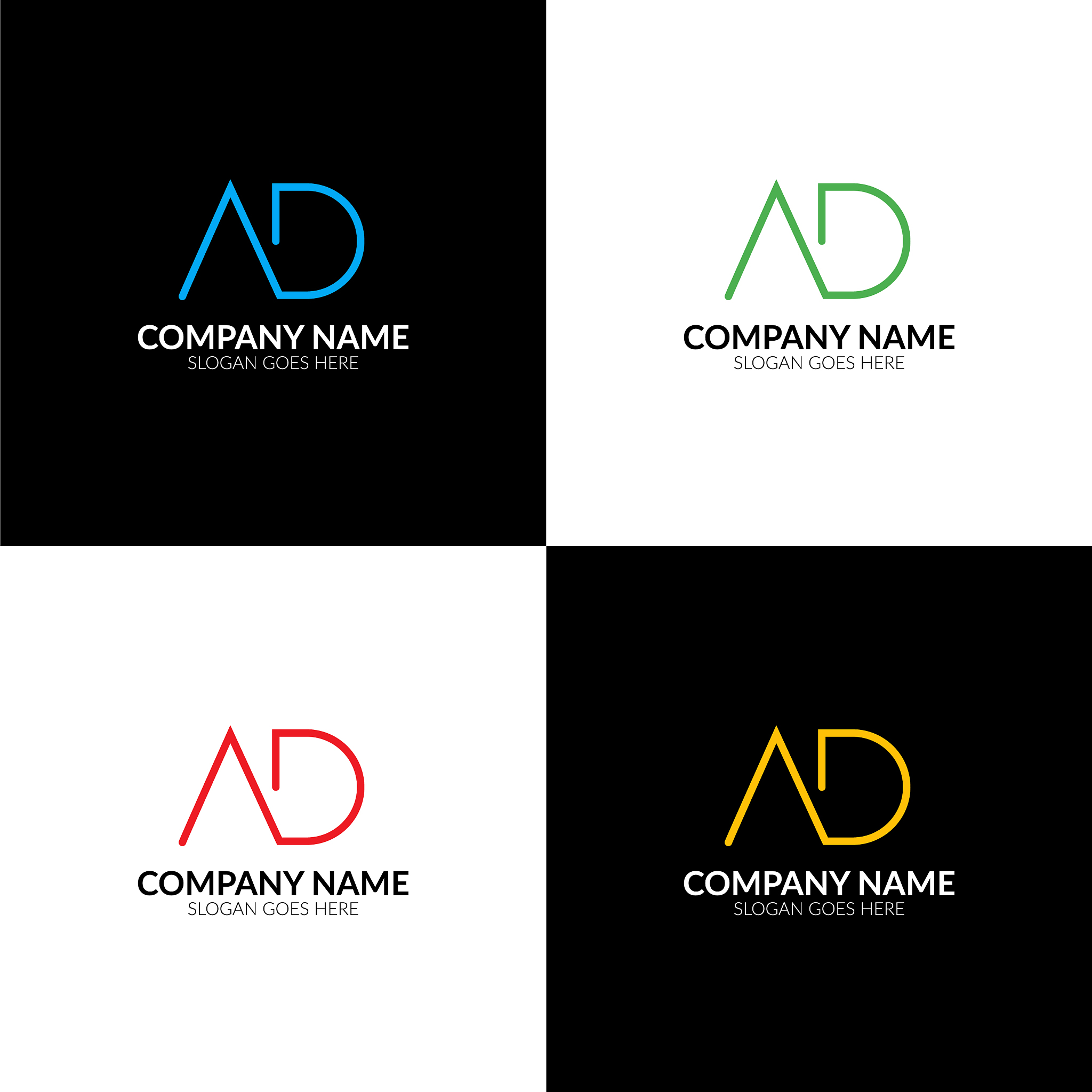 letter ad logo icon flat