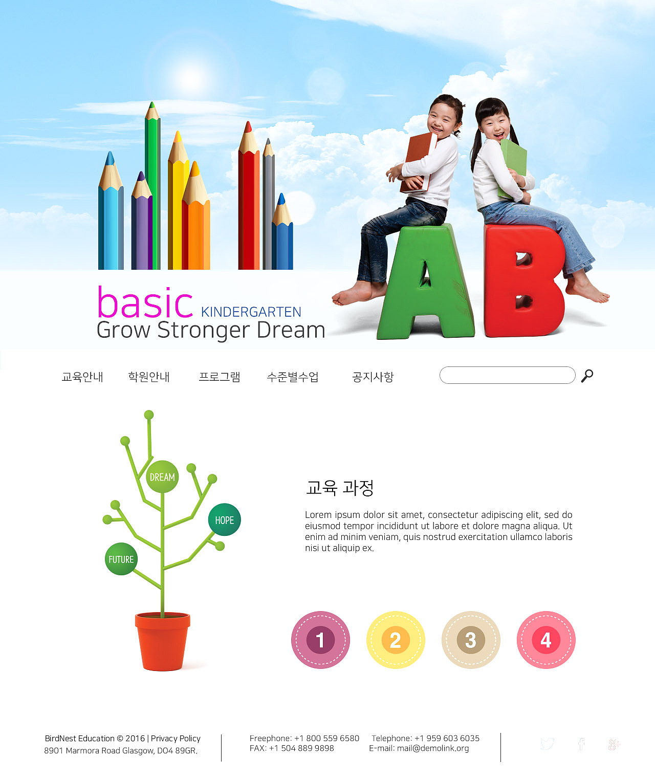 education web design template