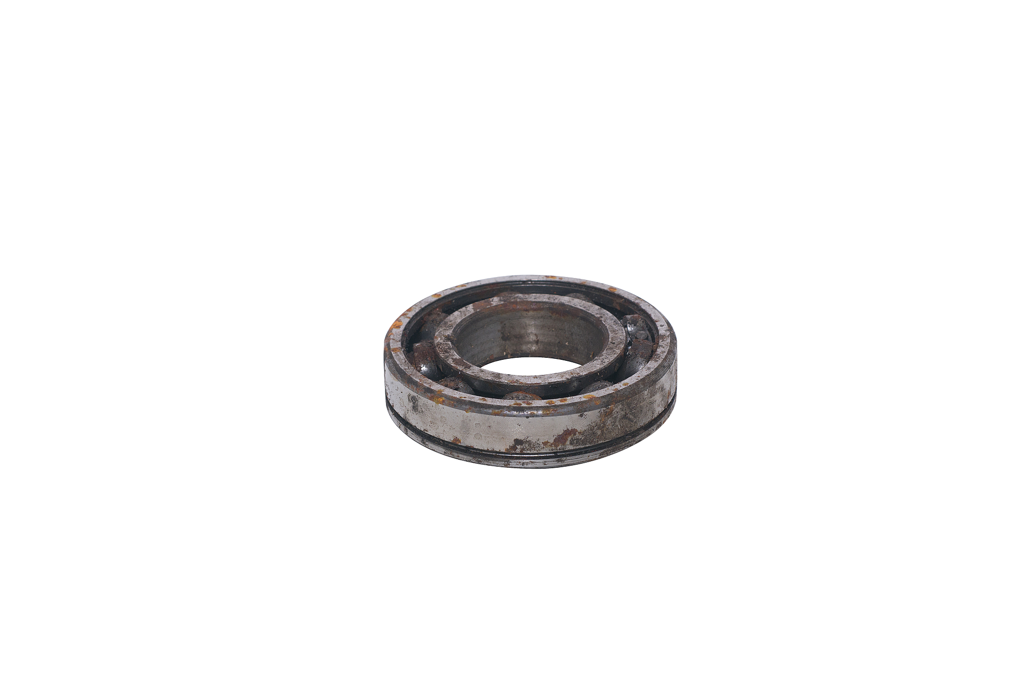 old rusty bearing kit on a white background.abandoned car part