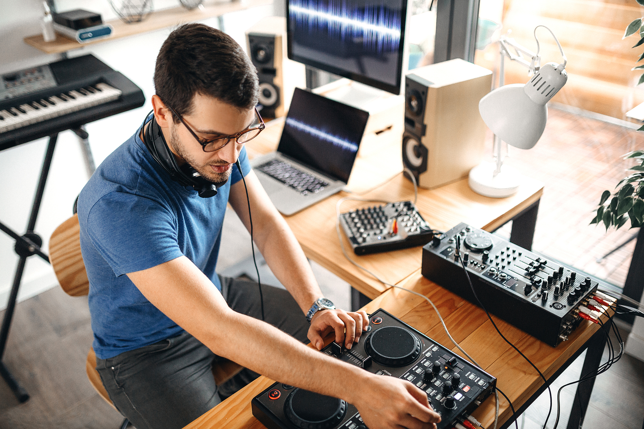 dj working at home