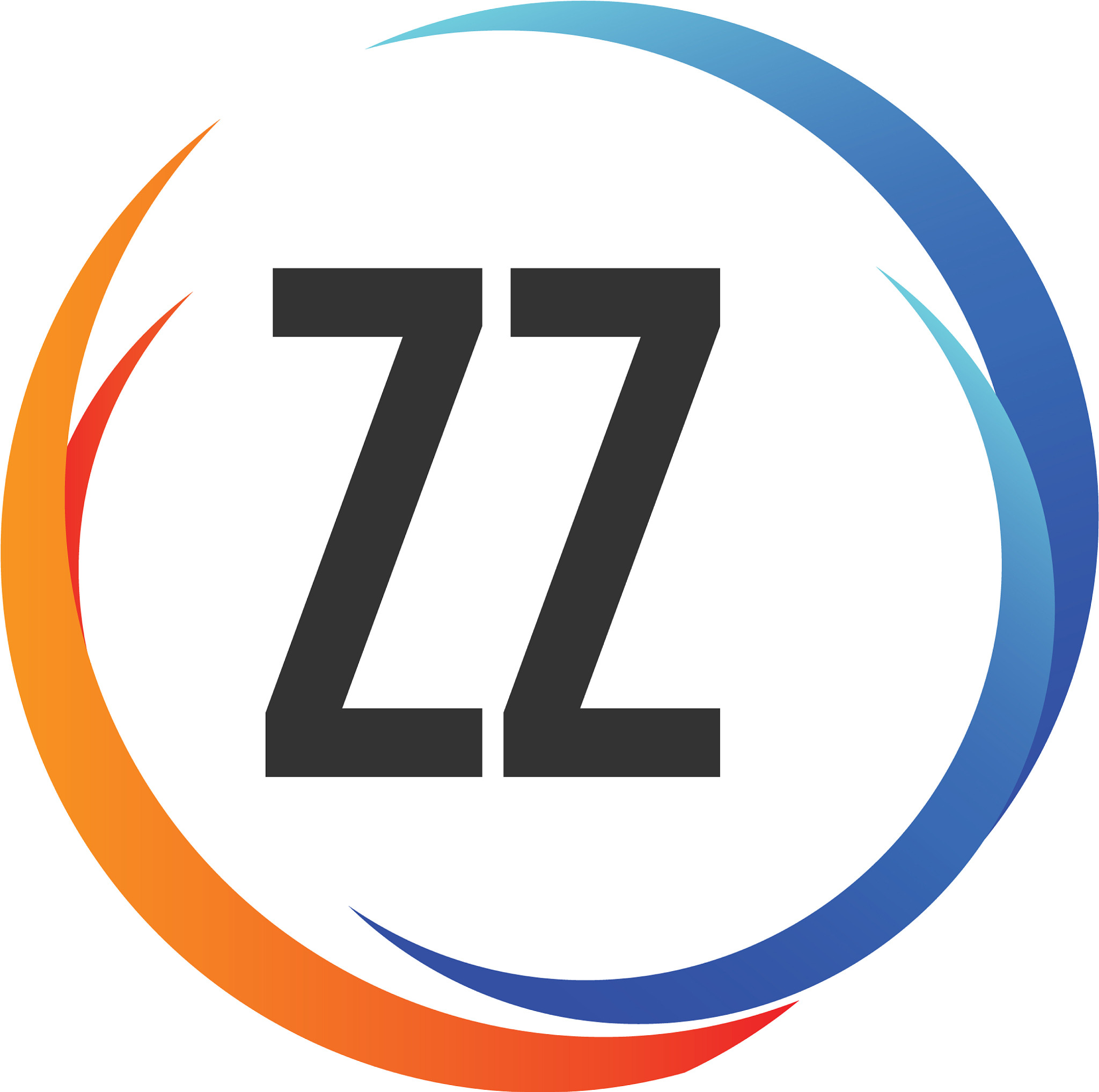 initial letter zz creative swoosh design logo