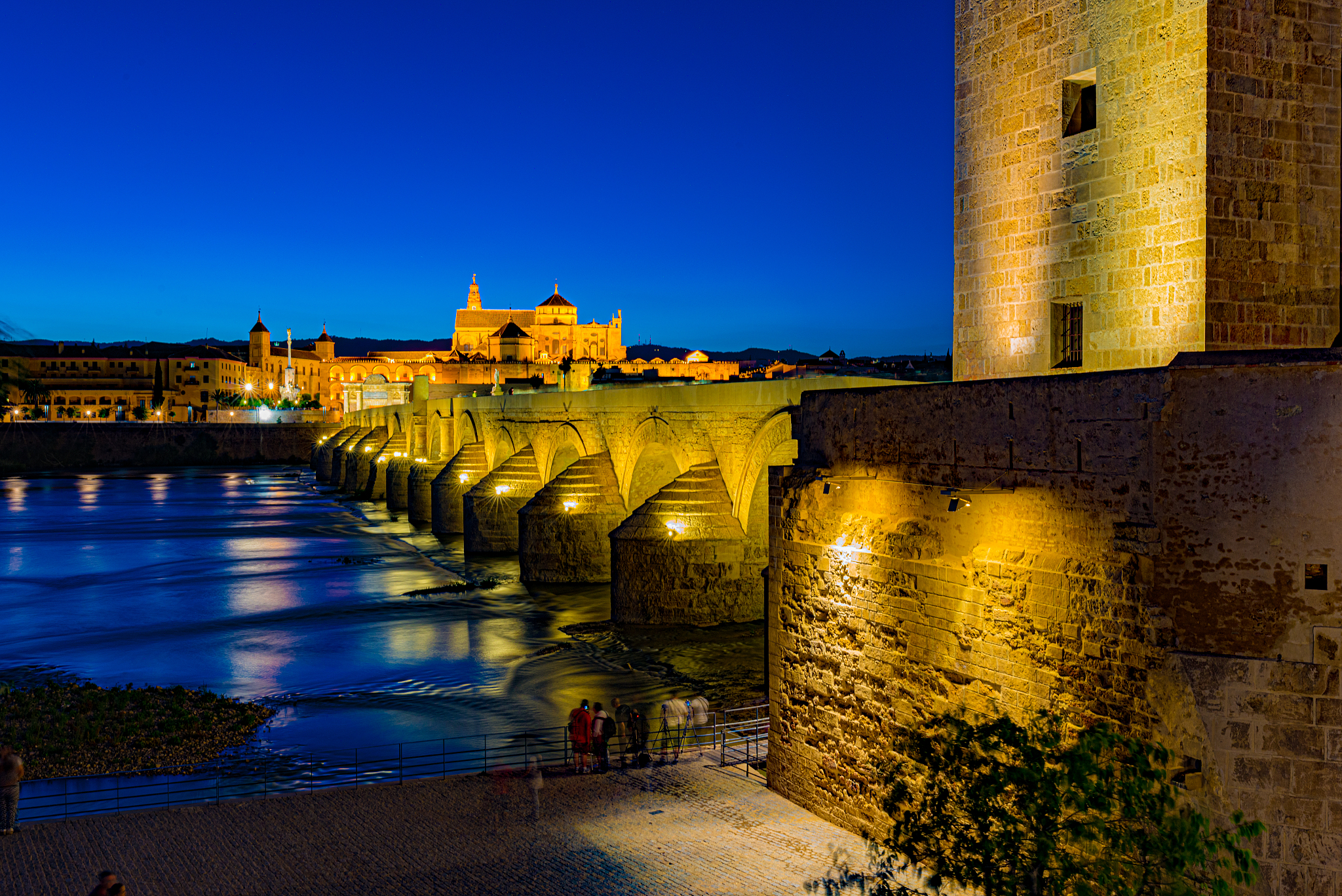 mosque-cathedral and roman bridge of cordoba, andalusia, spain