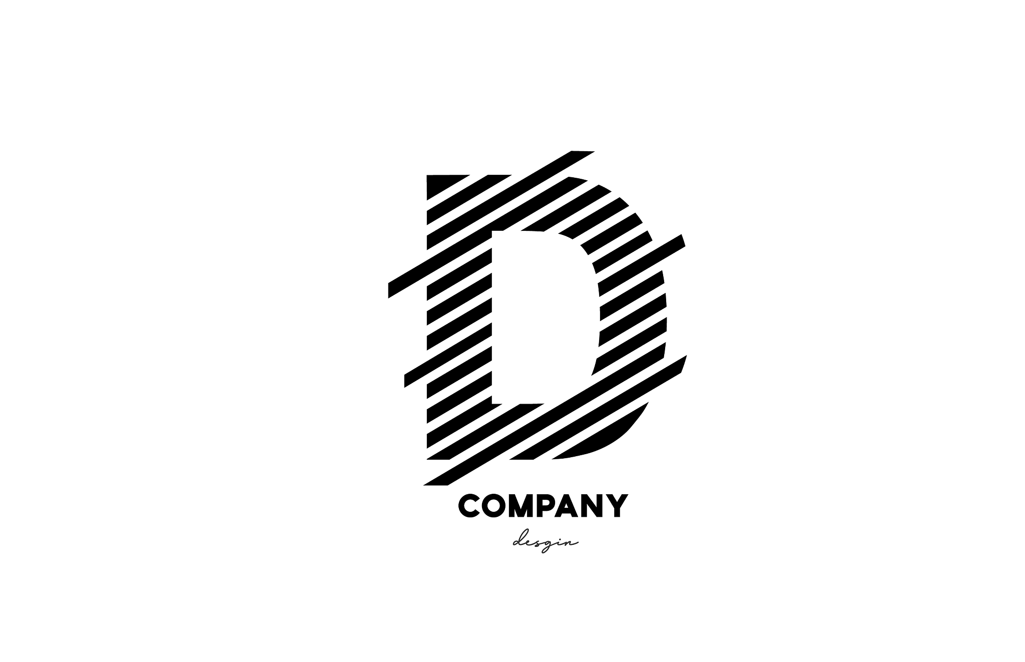black and white d alphabet letter logo design