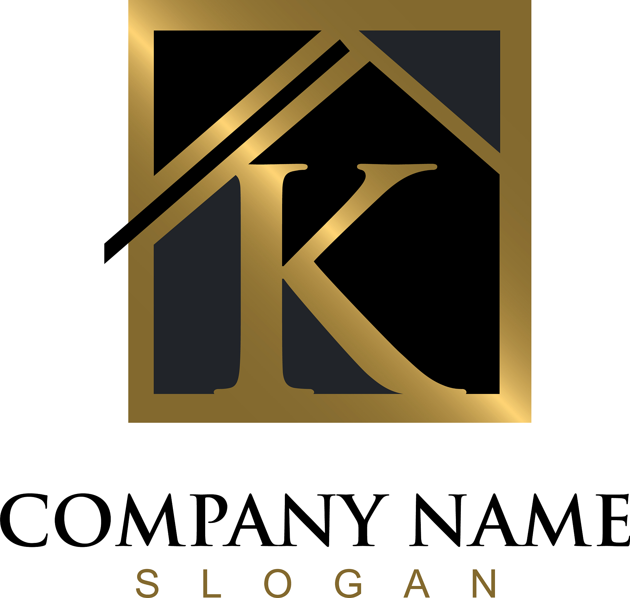 gold letter k house logo