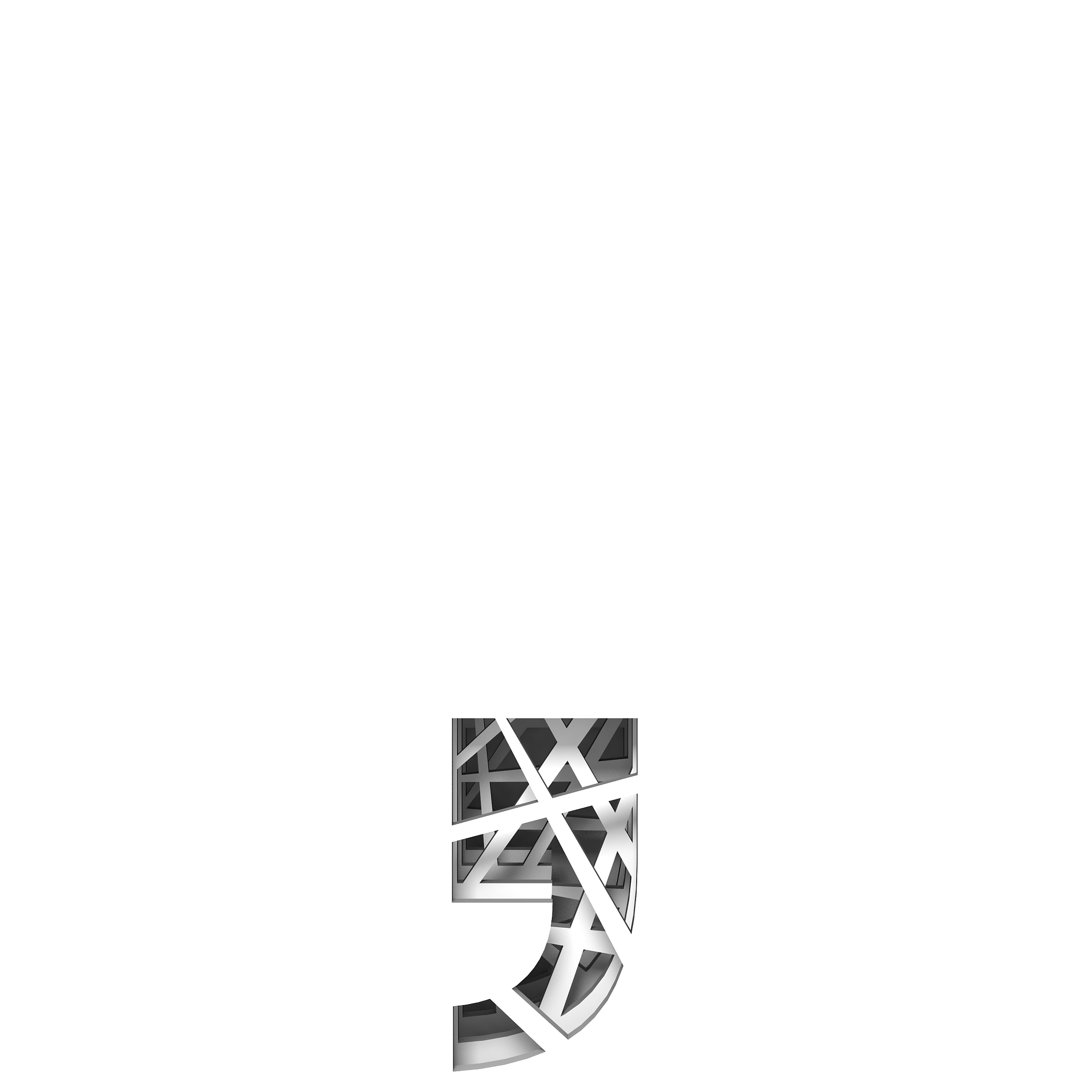 paper cut out font comma 3d