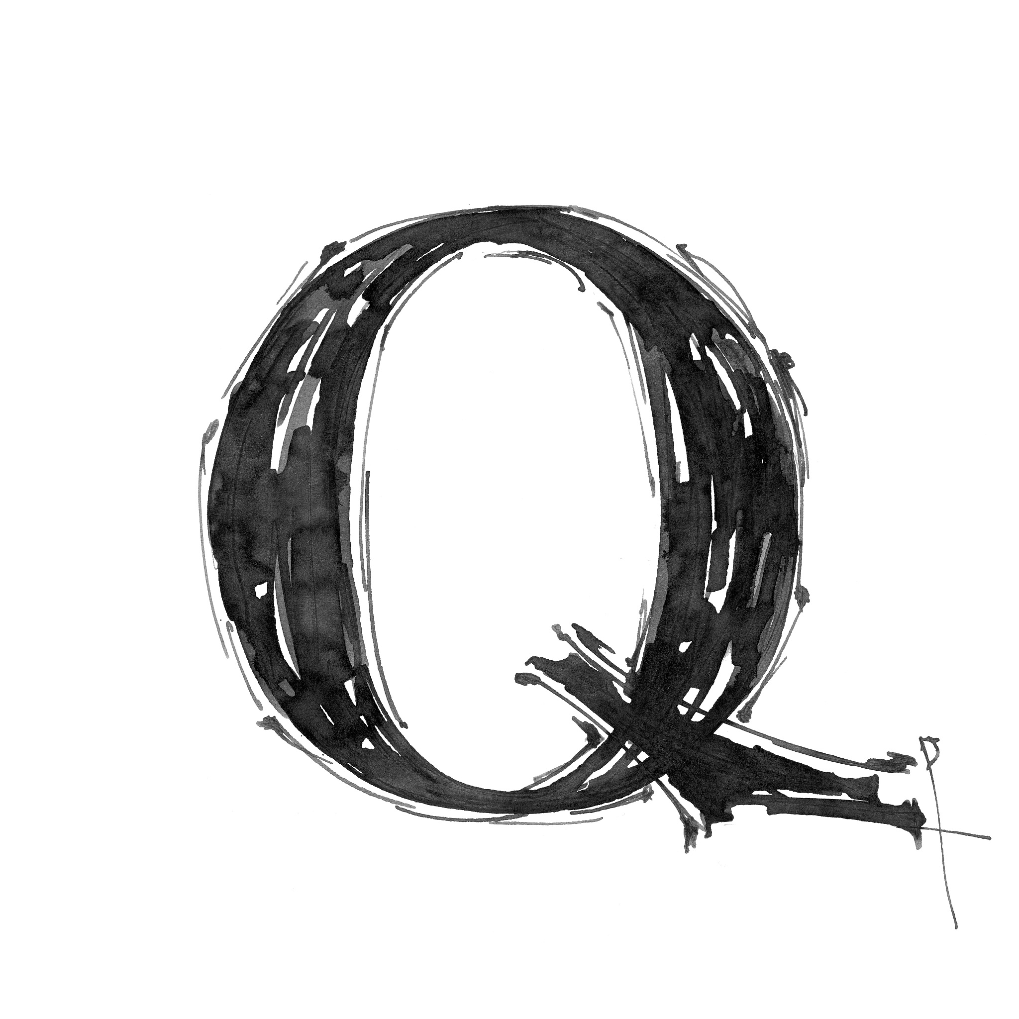hand draw letter q