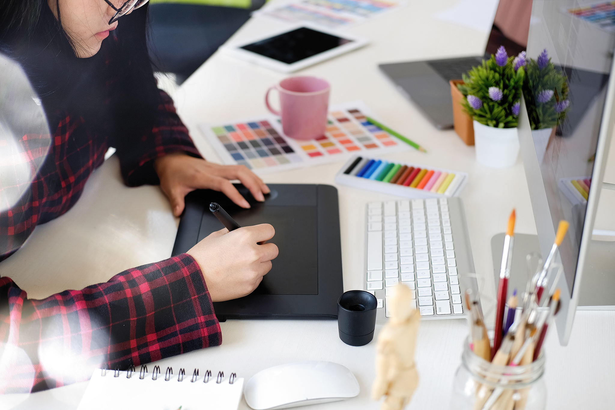 graphic designer working at studio.