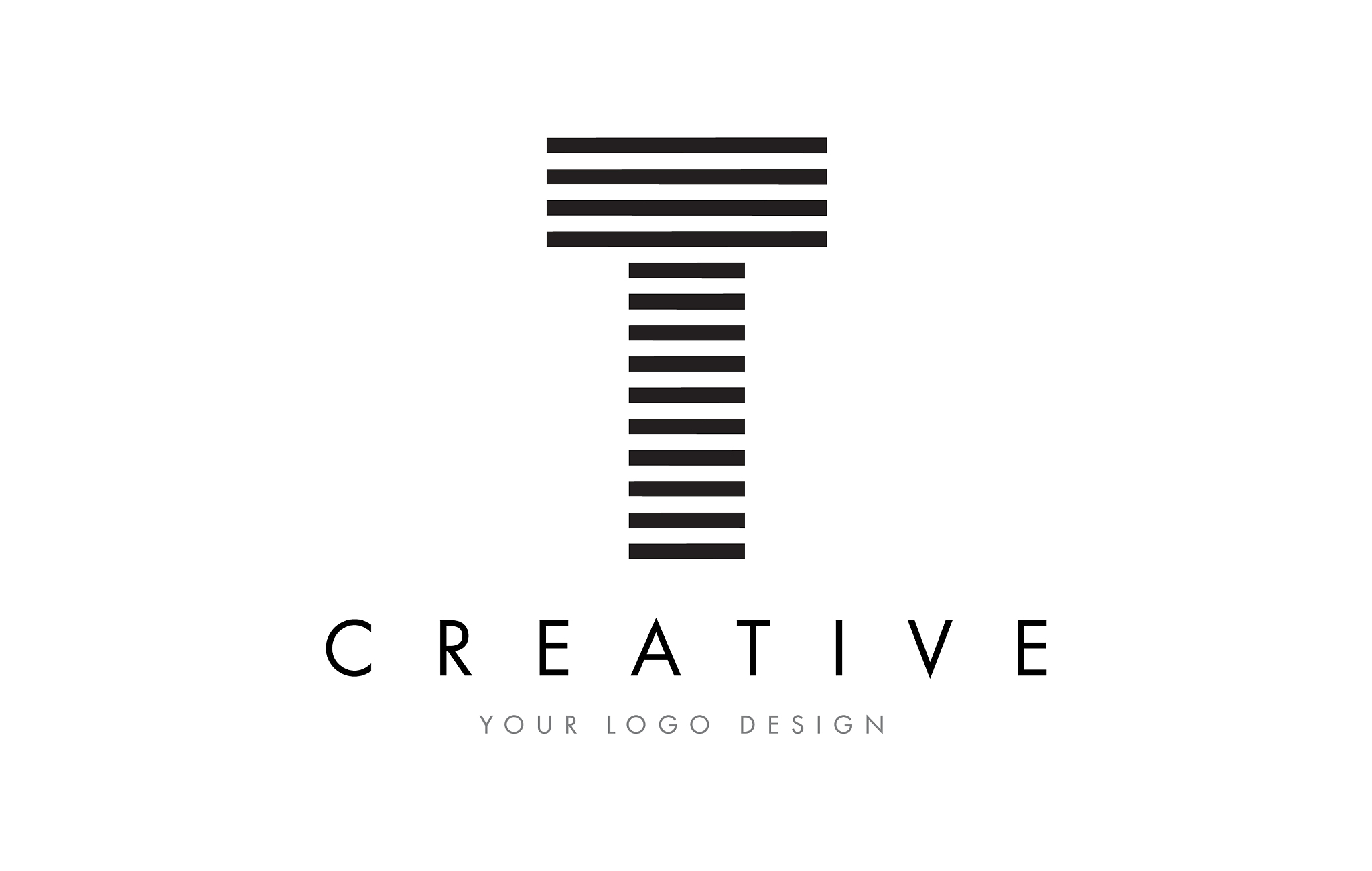 t zebra letter logo design with black and white