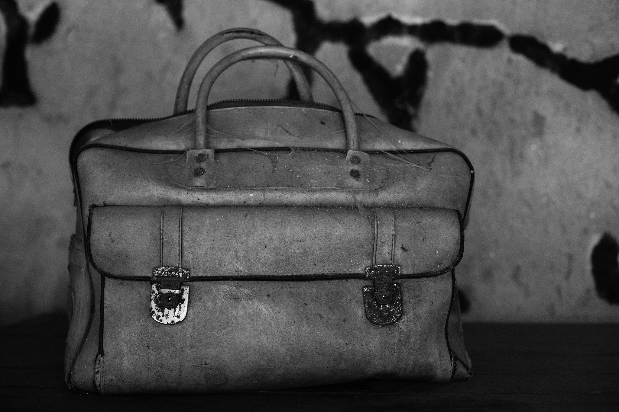close-up of old bag