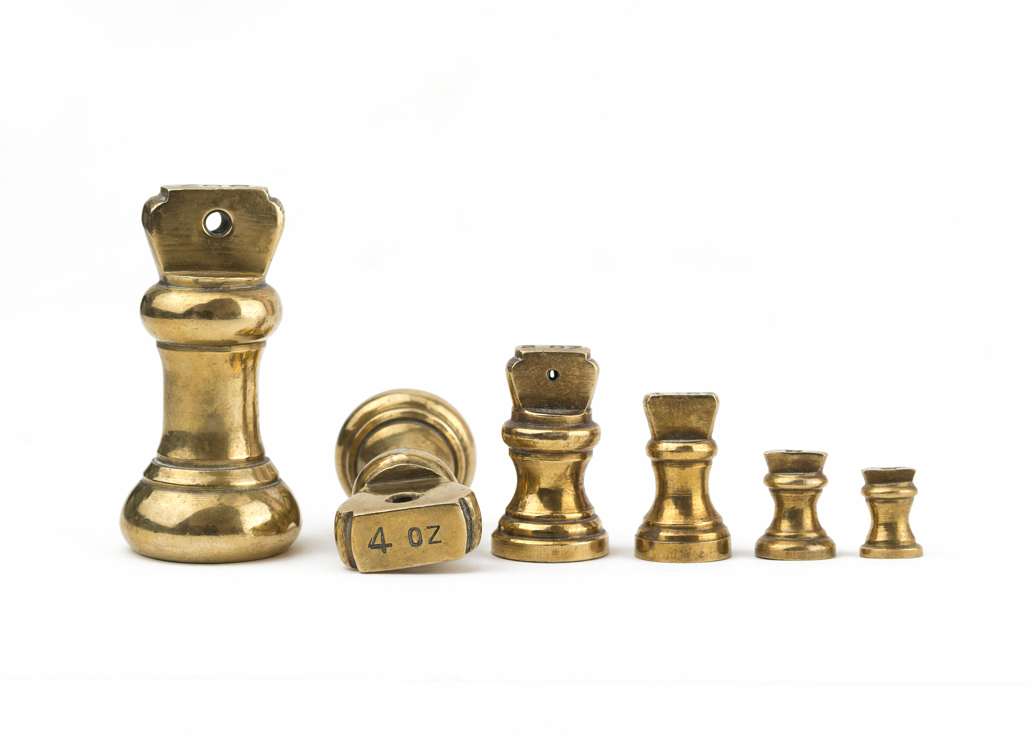 set of antiques brass imperial weights