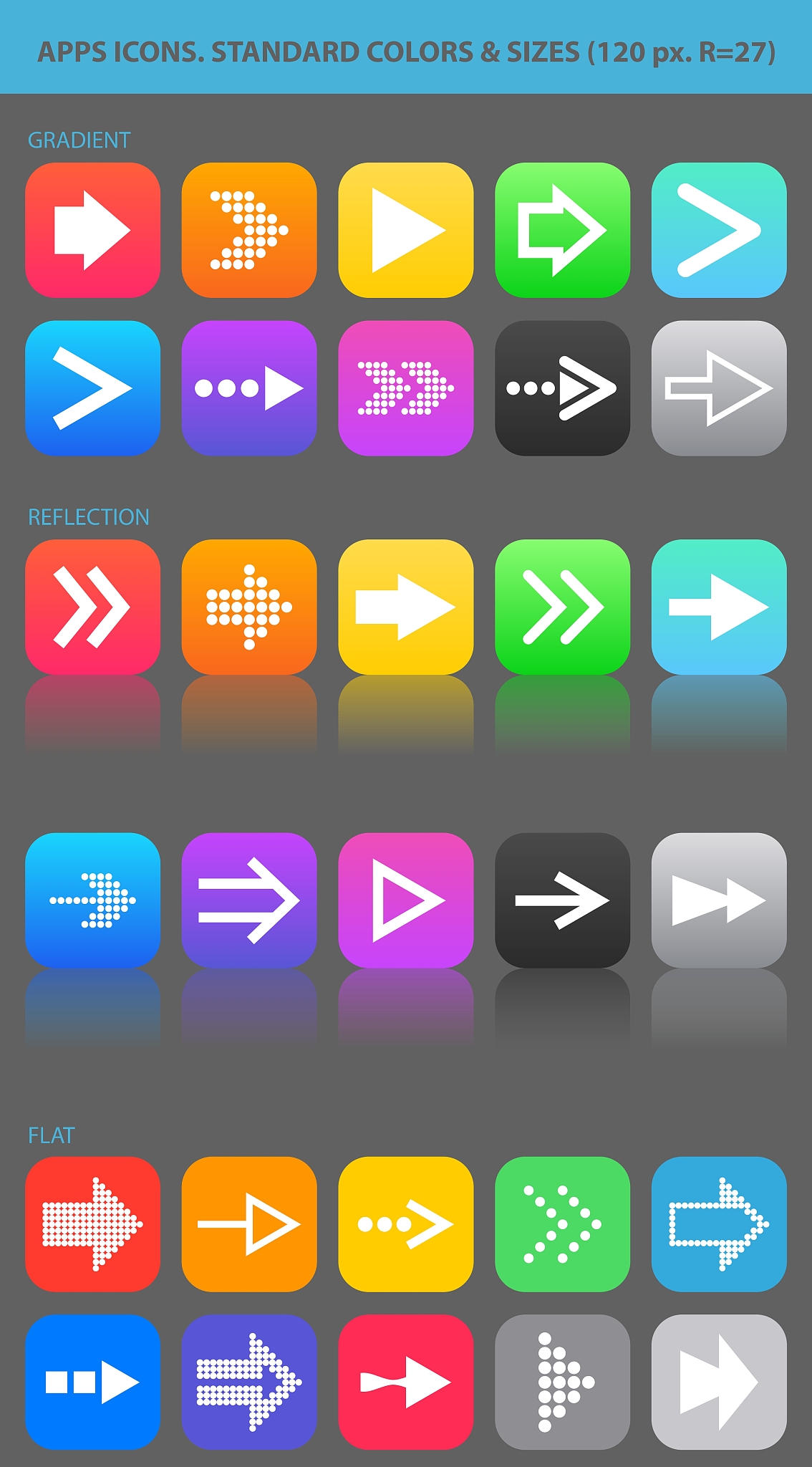 apps navigation icons set with arrows for ui