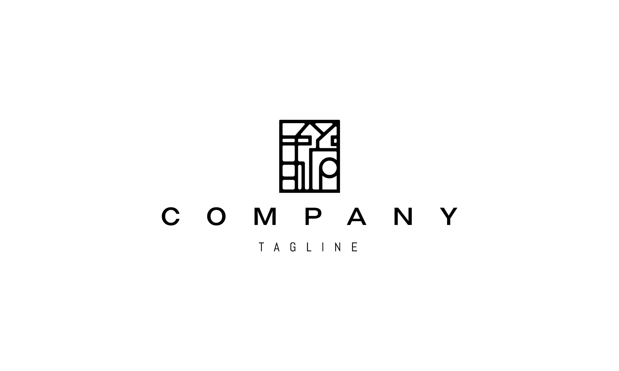 logo on which an abstract image houses