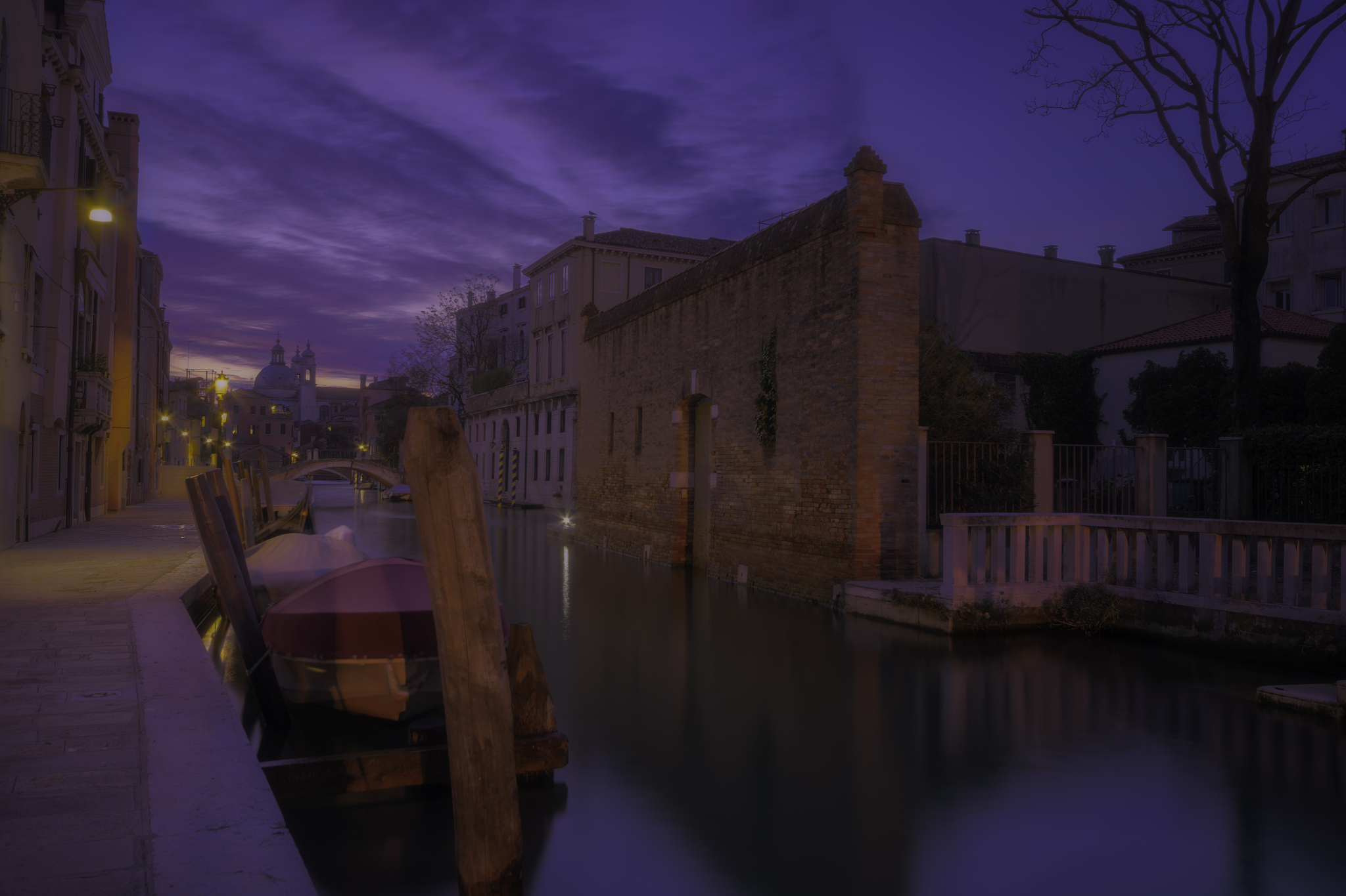 cityscape at night, dorsoduro, venice, veneto, italy