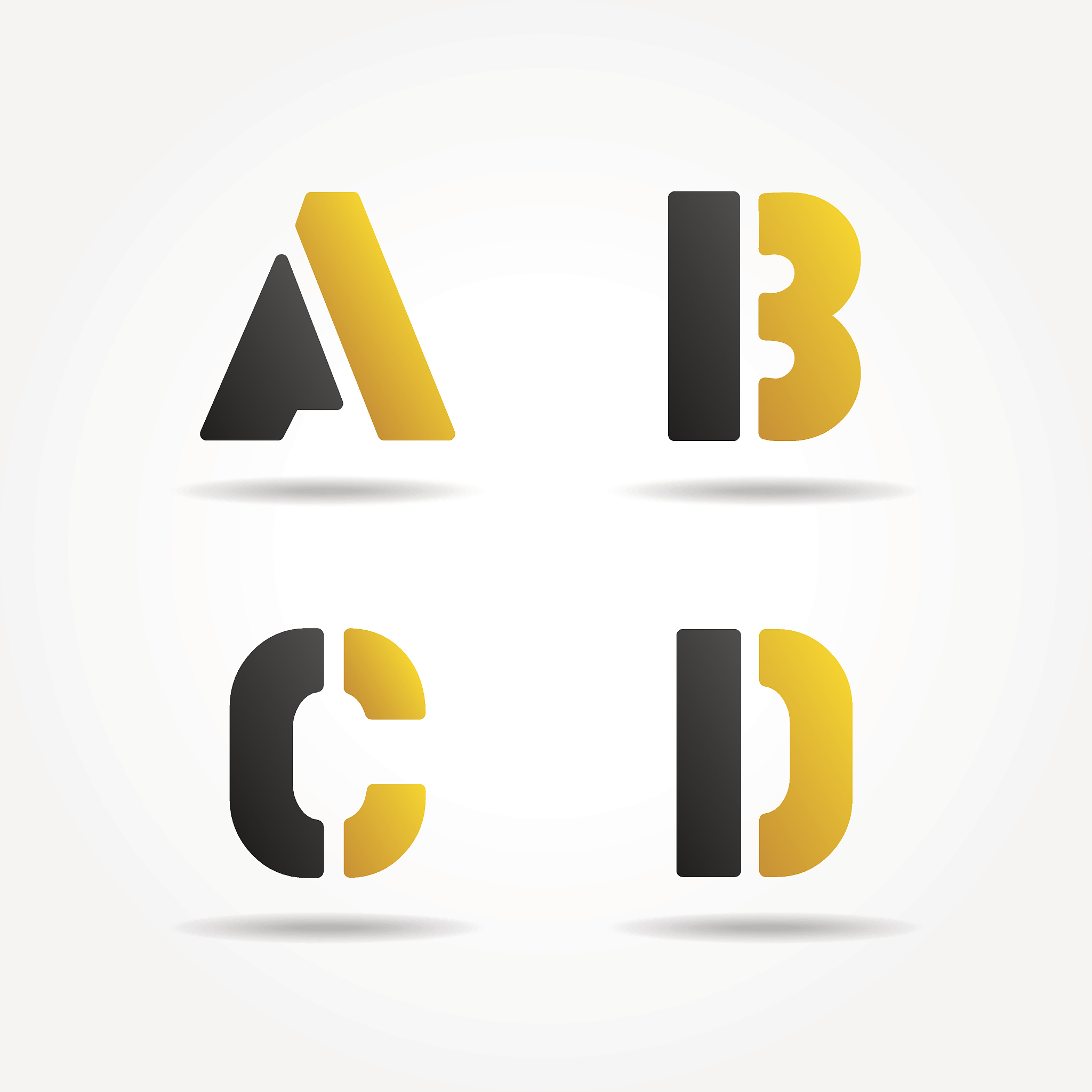 abcd yellow stencil letters
