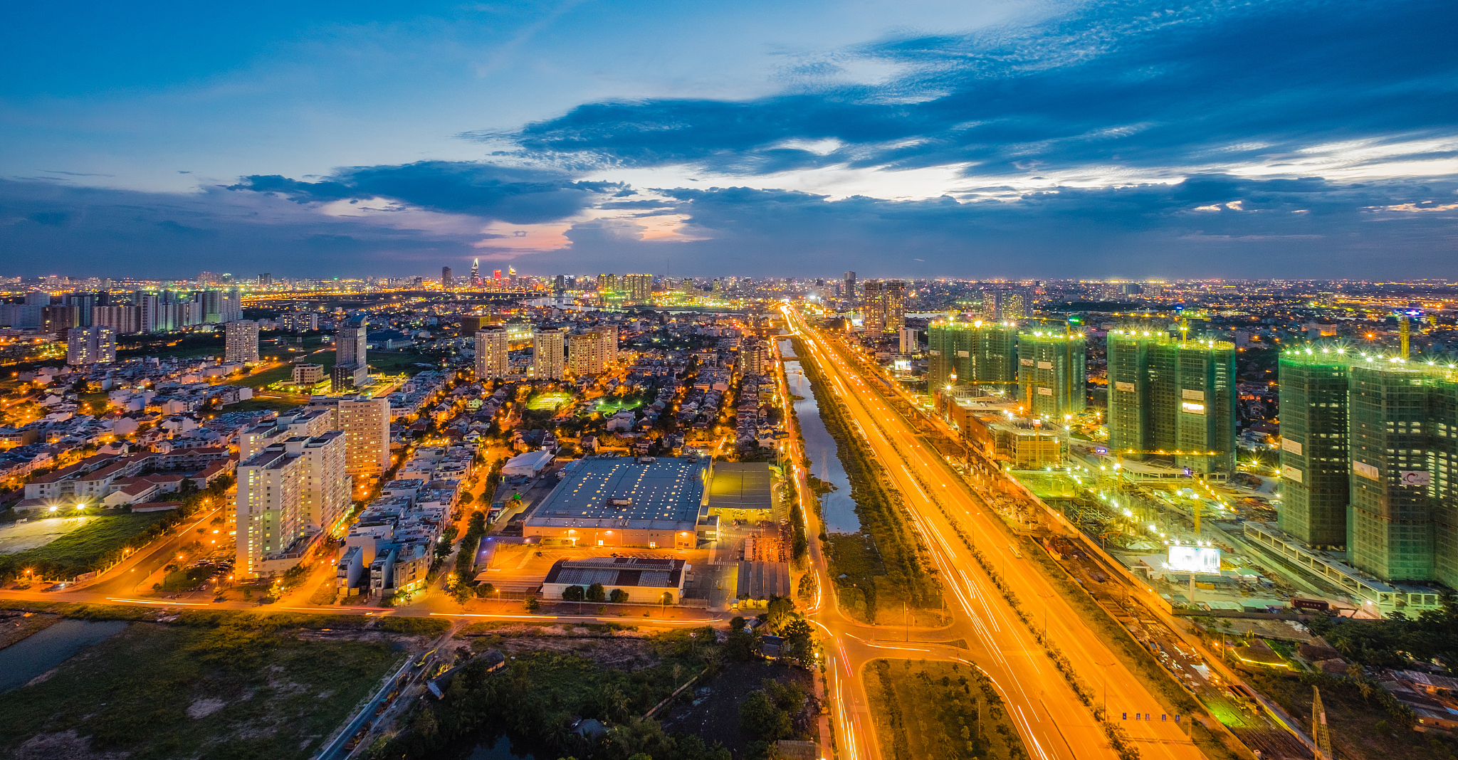 downtown saigon, ho chi minh city by night - the biggest city in