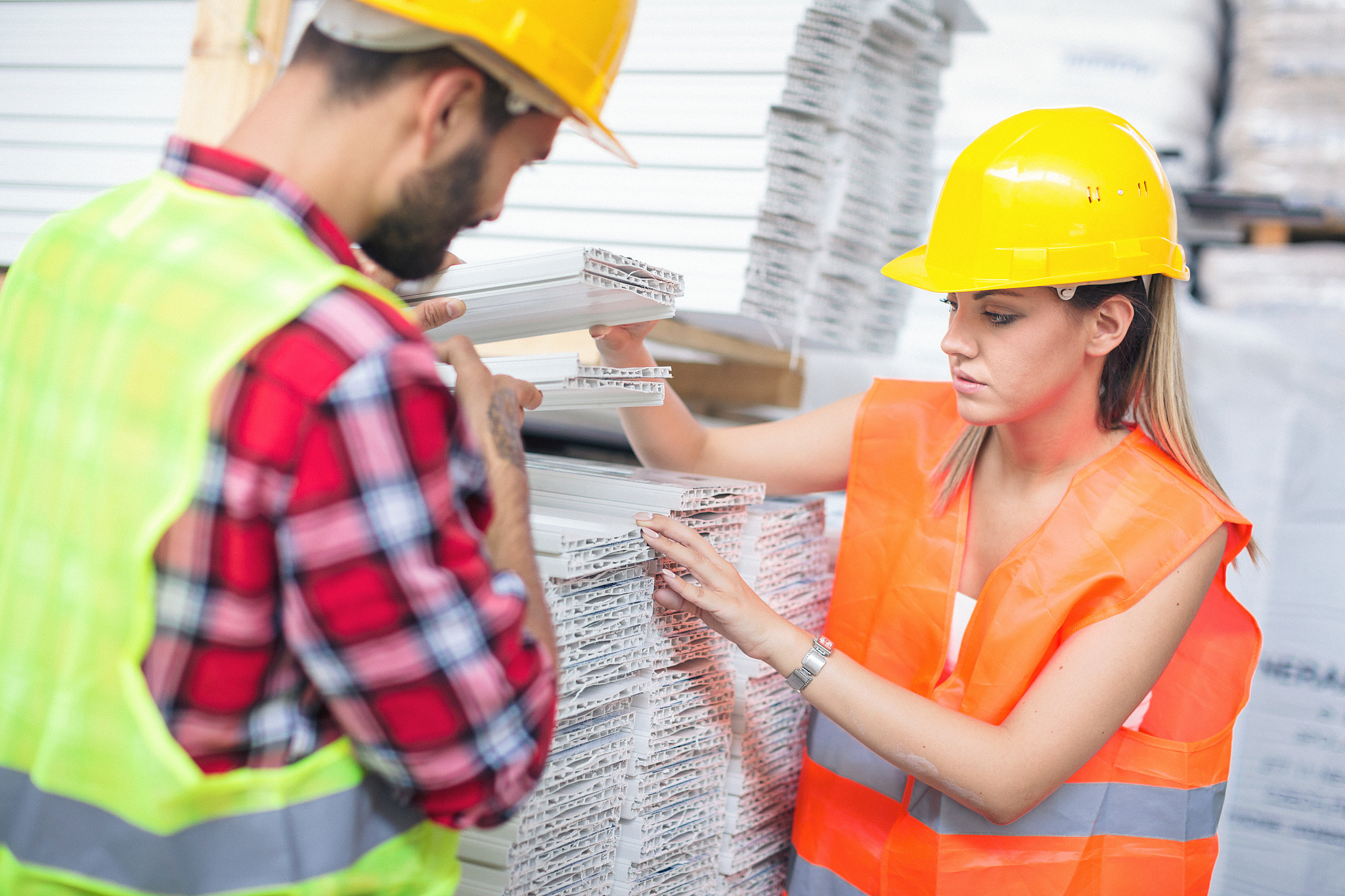 workers in pvc factory at work