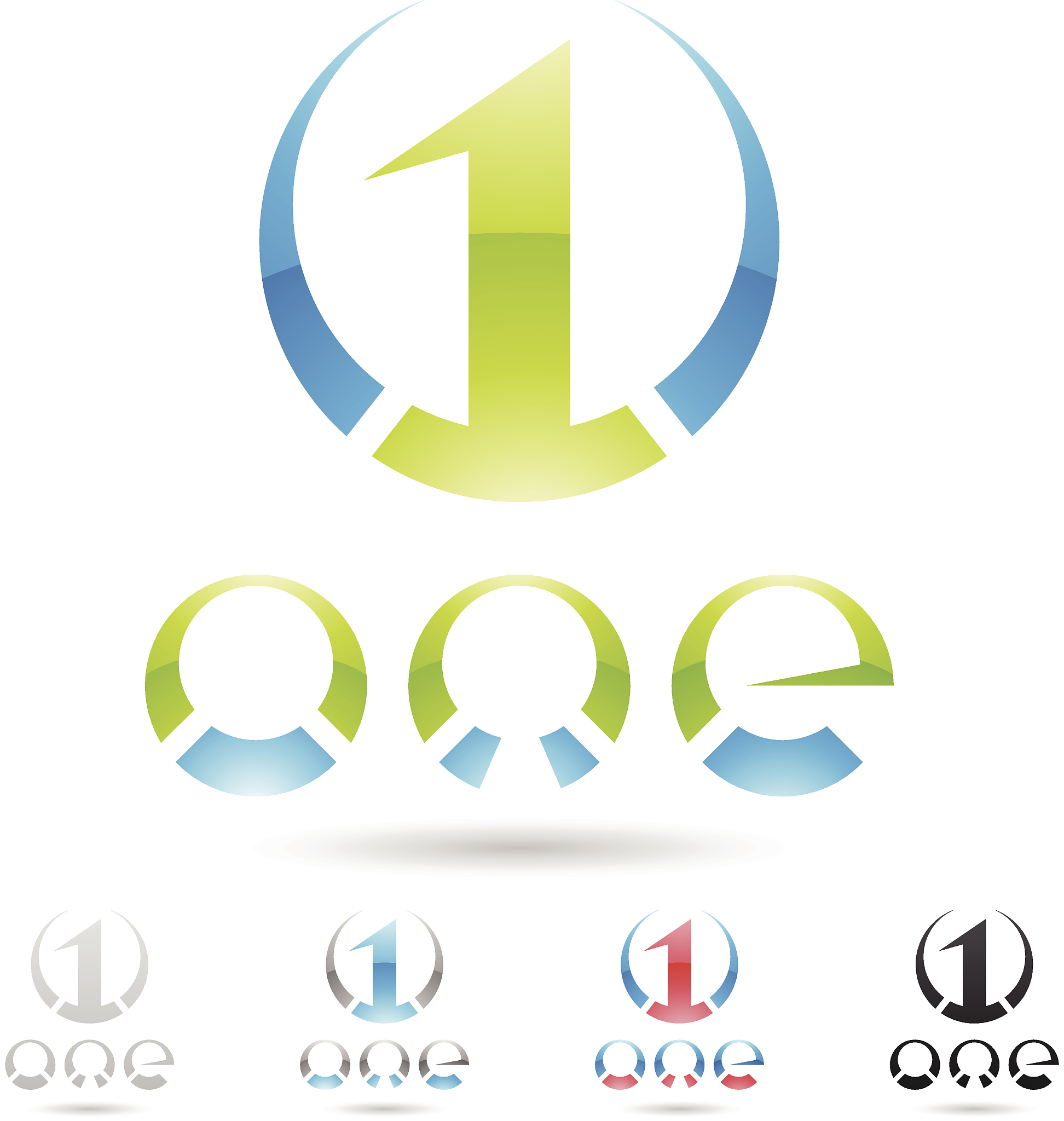 colorful and abstract icons for number 1