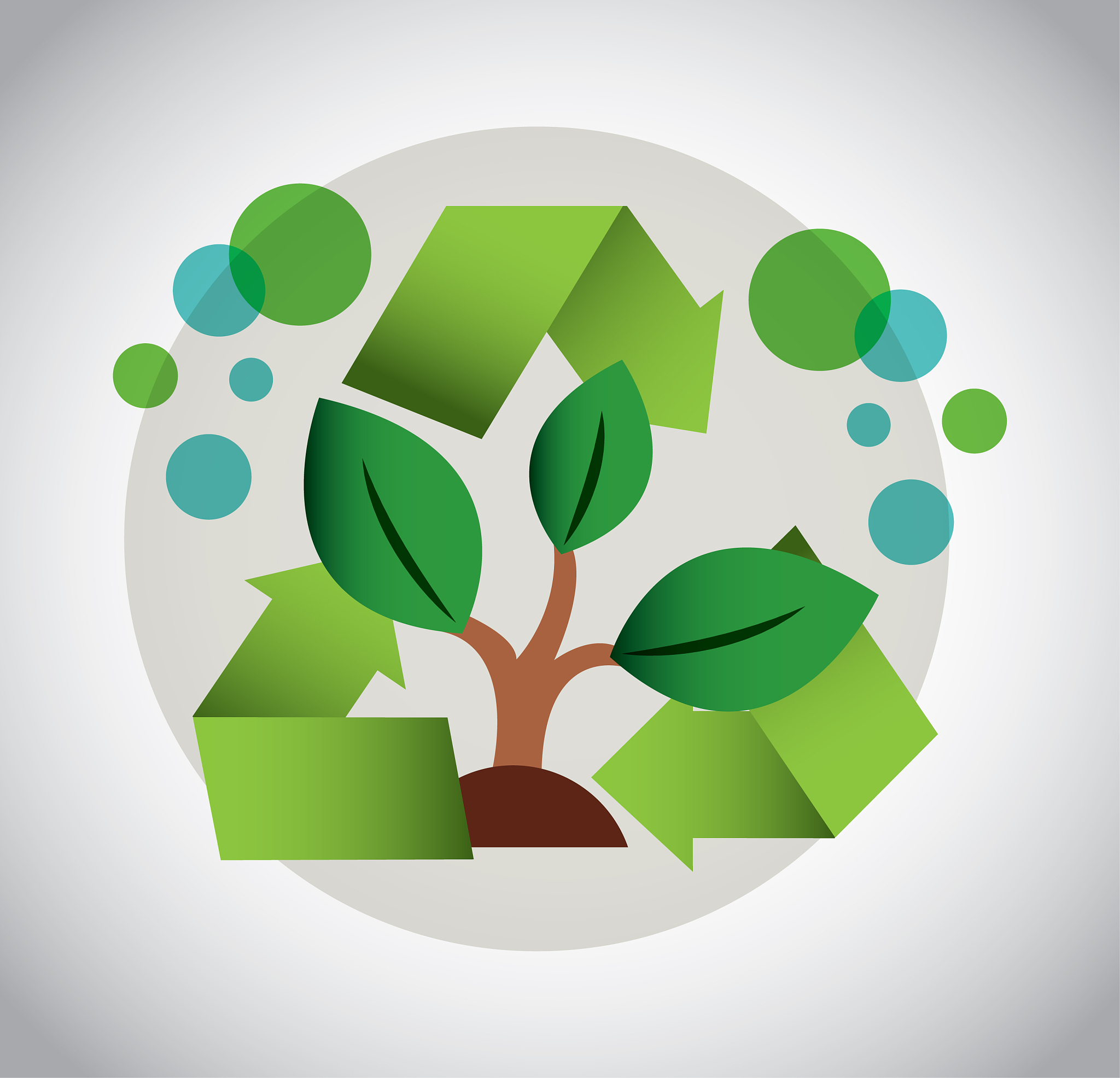 eco friendly poster with plant and recycle icon